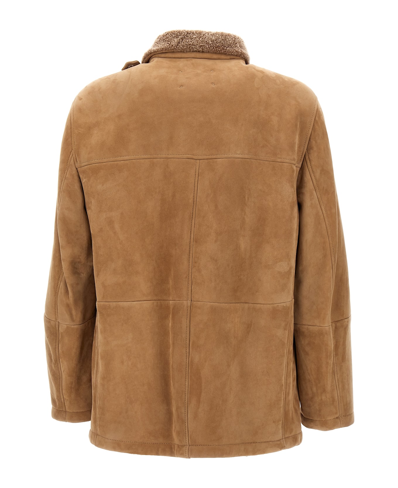 Brunello Cucinelli Single-breasted Sheepskin Jacket - Beige