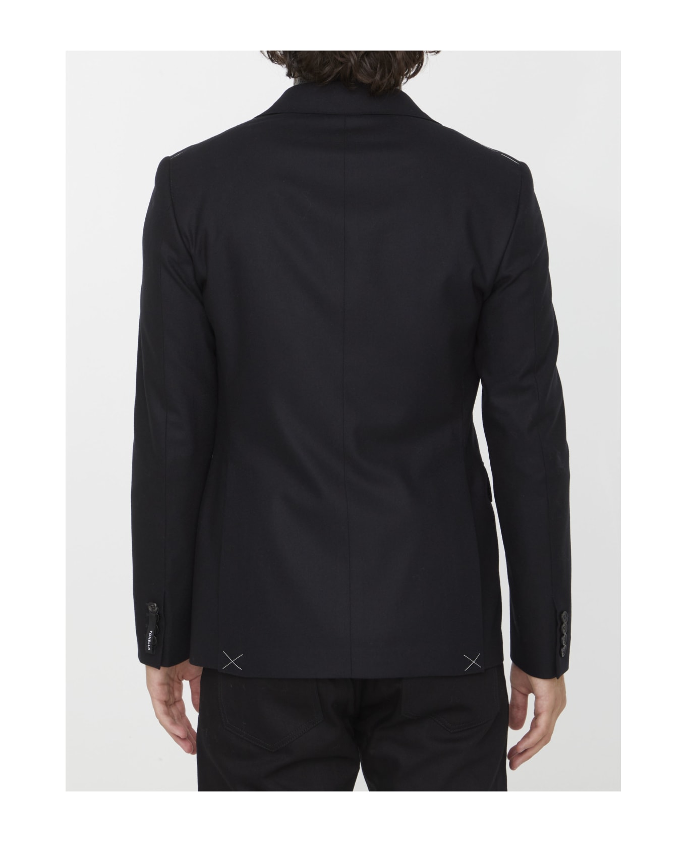 Tonello Double-breasted Jacket In Wool - BLACK