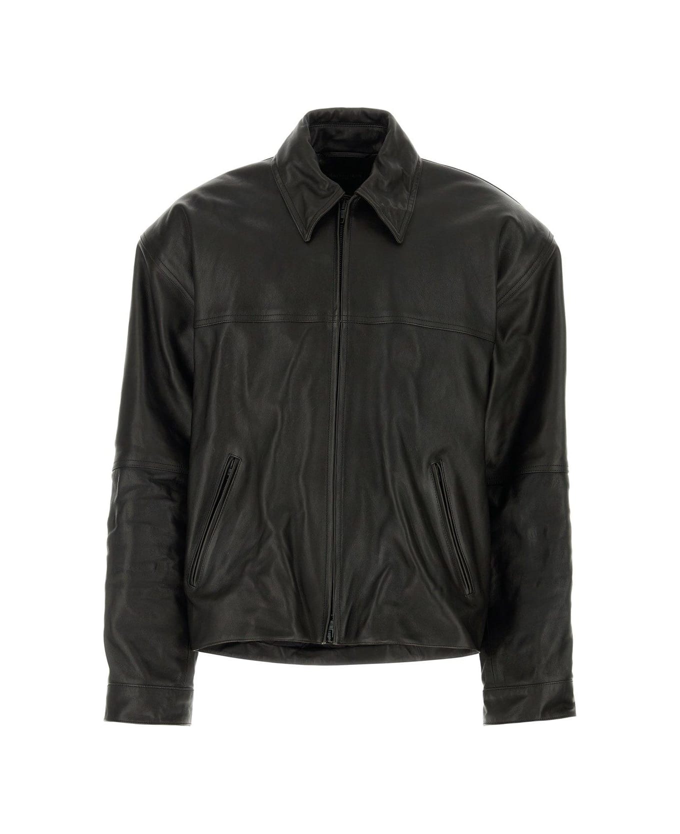 Balenciaga Leather Oversize Jacket - NERO