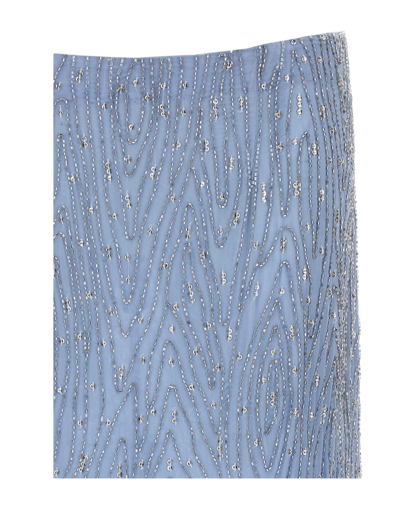 Parosh Sequins And Beads Skirt - Light Blue