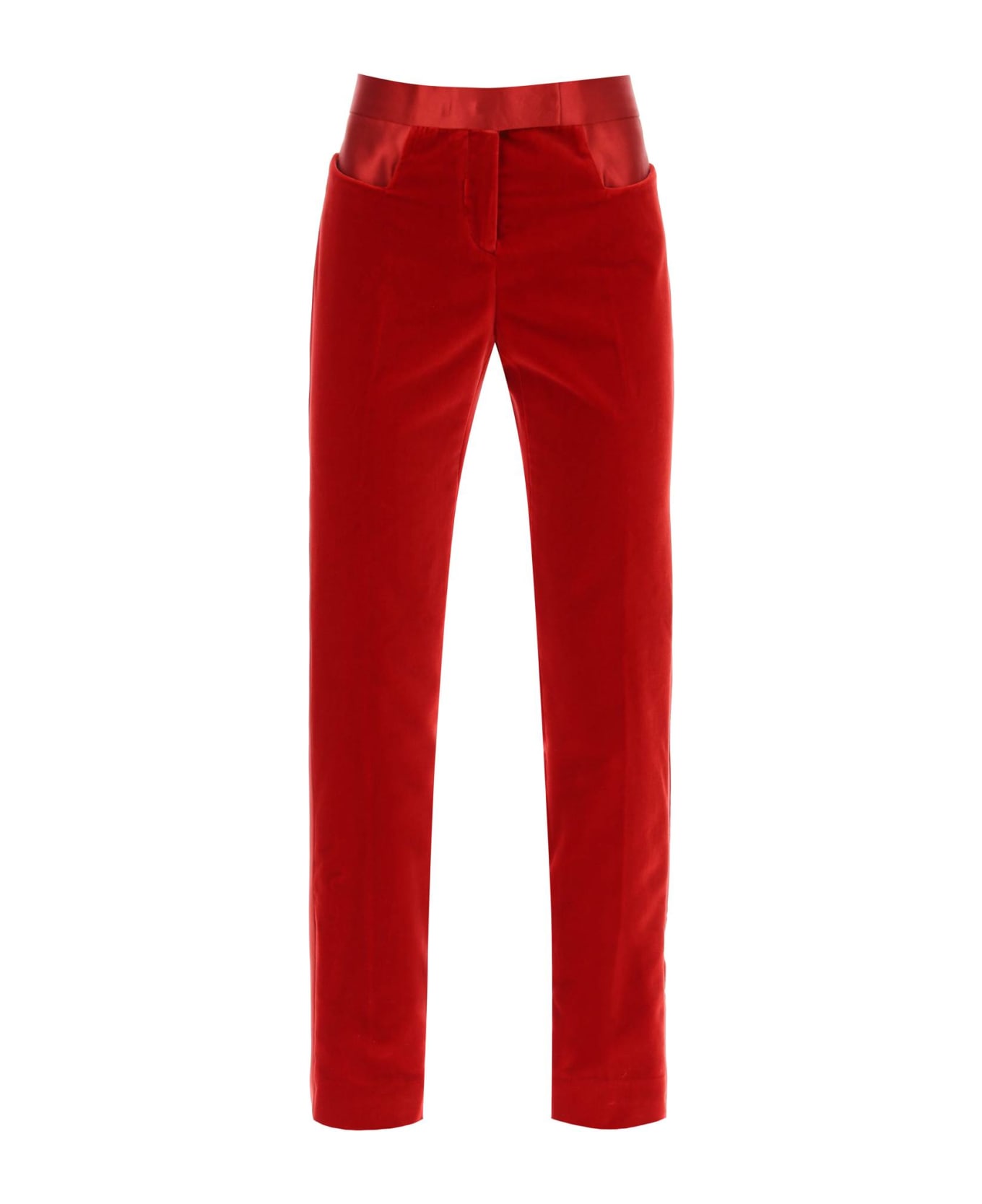 Tom Ford Velvet Pants With Satin Bands - RED (Red) ボトムス