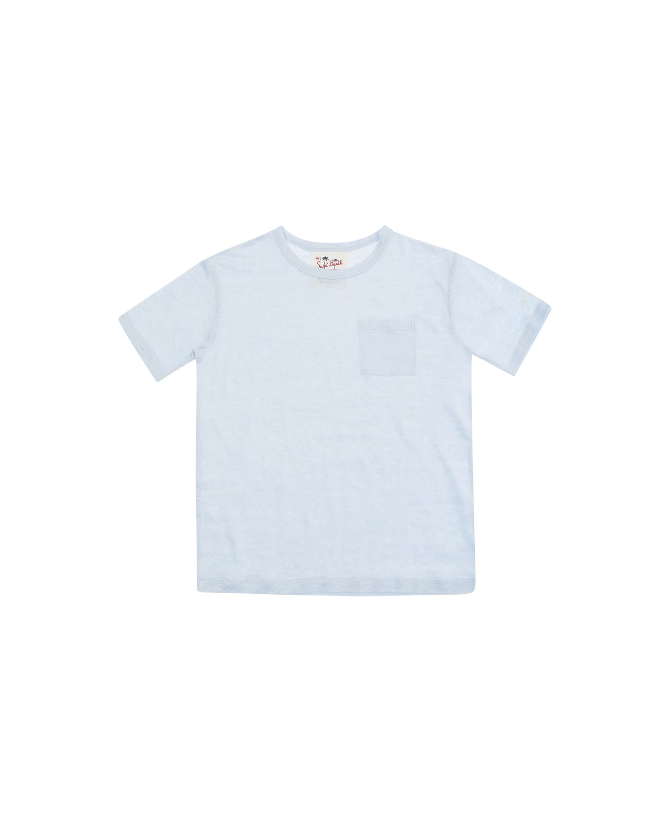MC2 Saint Barth 'alex' Light Blue T-shirt With A Patch Pocket In Jersey Baby - Light blue