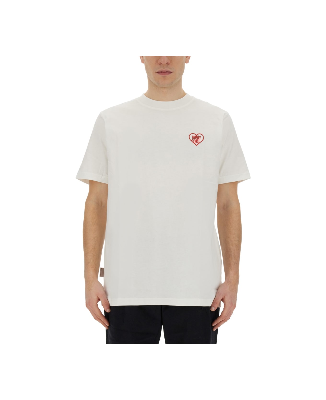 Family First Milano T-shirt With Heart Embroidery - WHITE