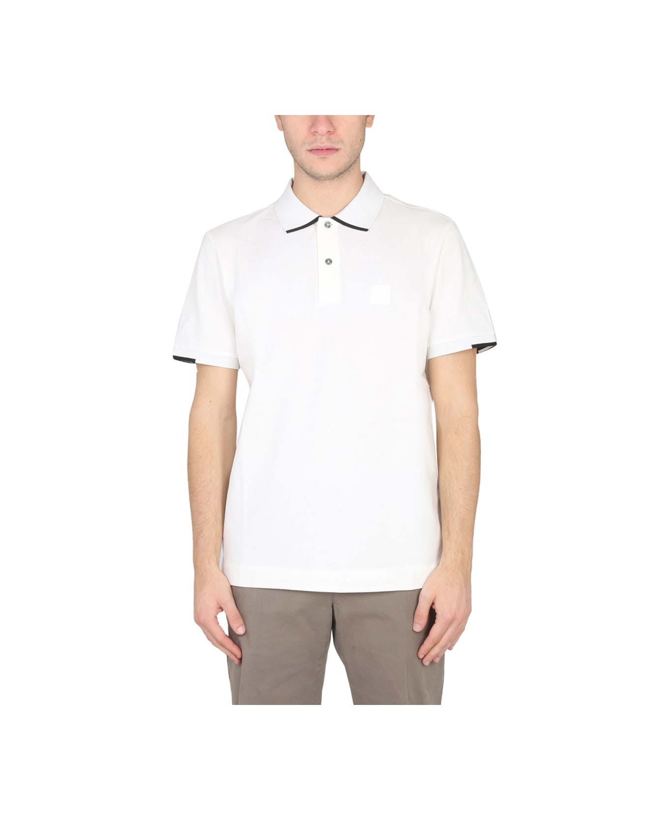 C.P. Company Polo With Logo Patch - WHITE