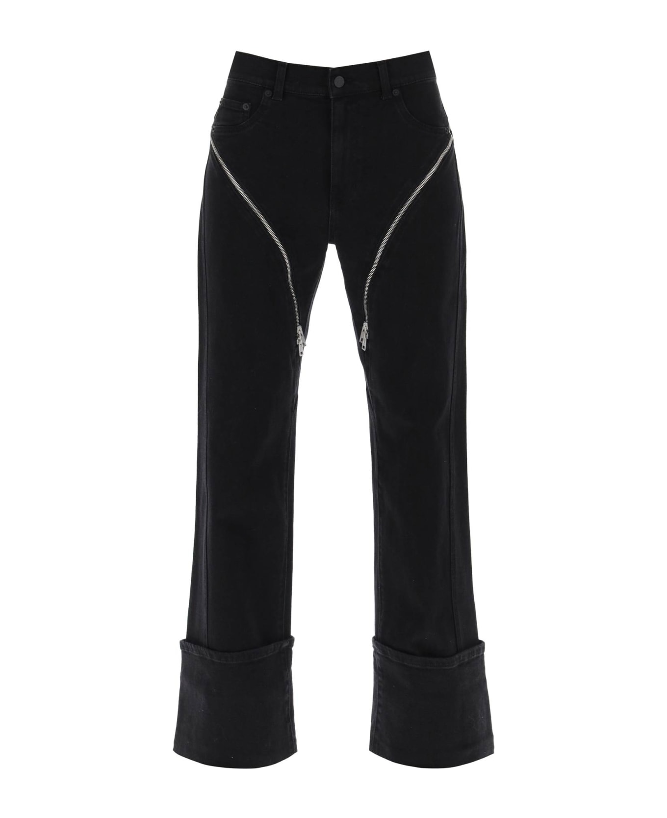 Mugler Straight Jeans With Zippers - BLACK (Black)