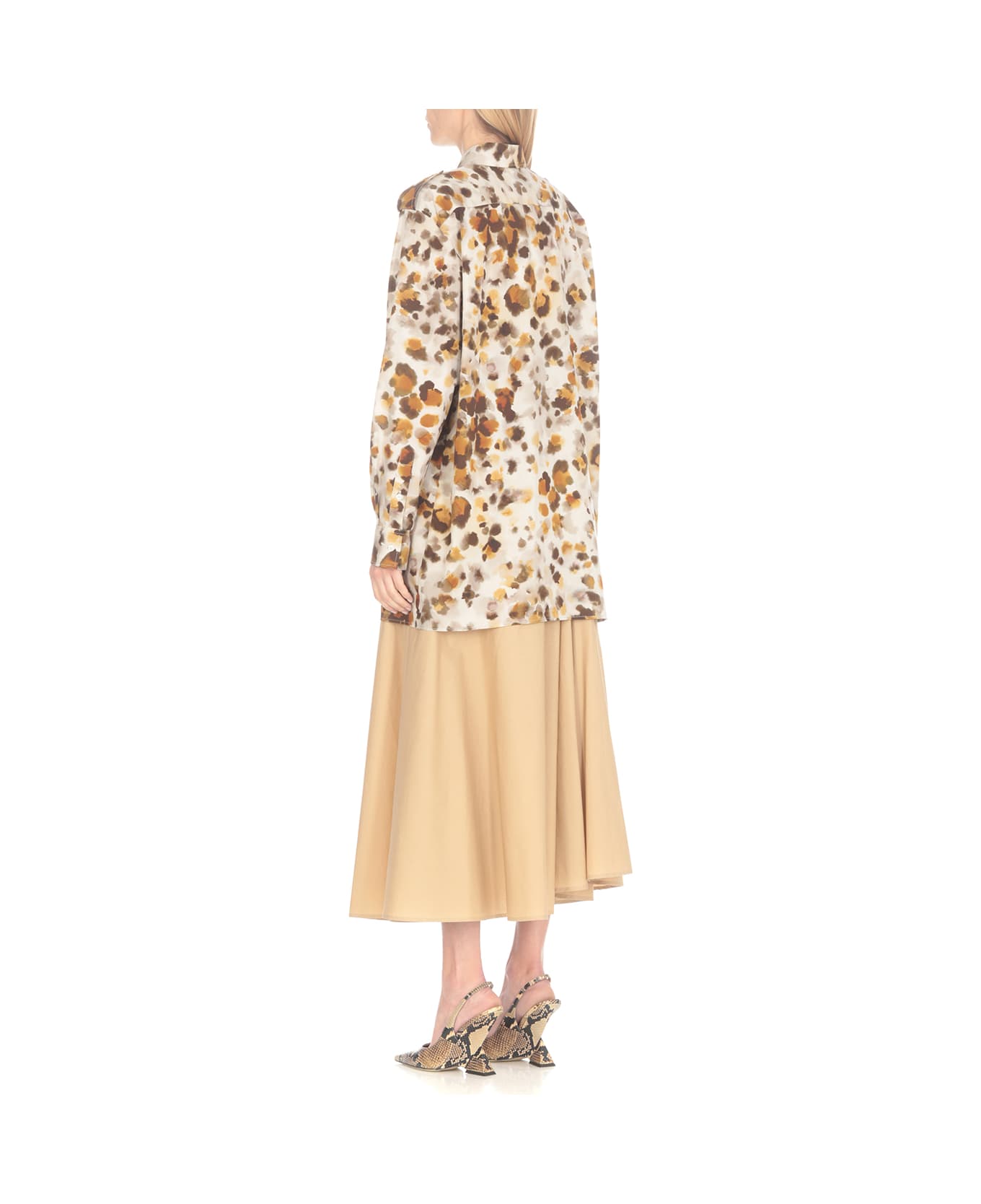 MSGM Watercolour Leopard Shirt - Beige