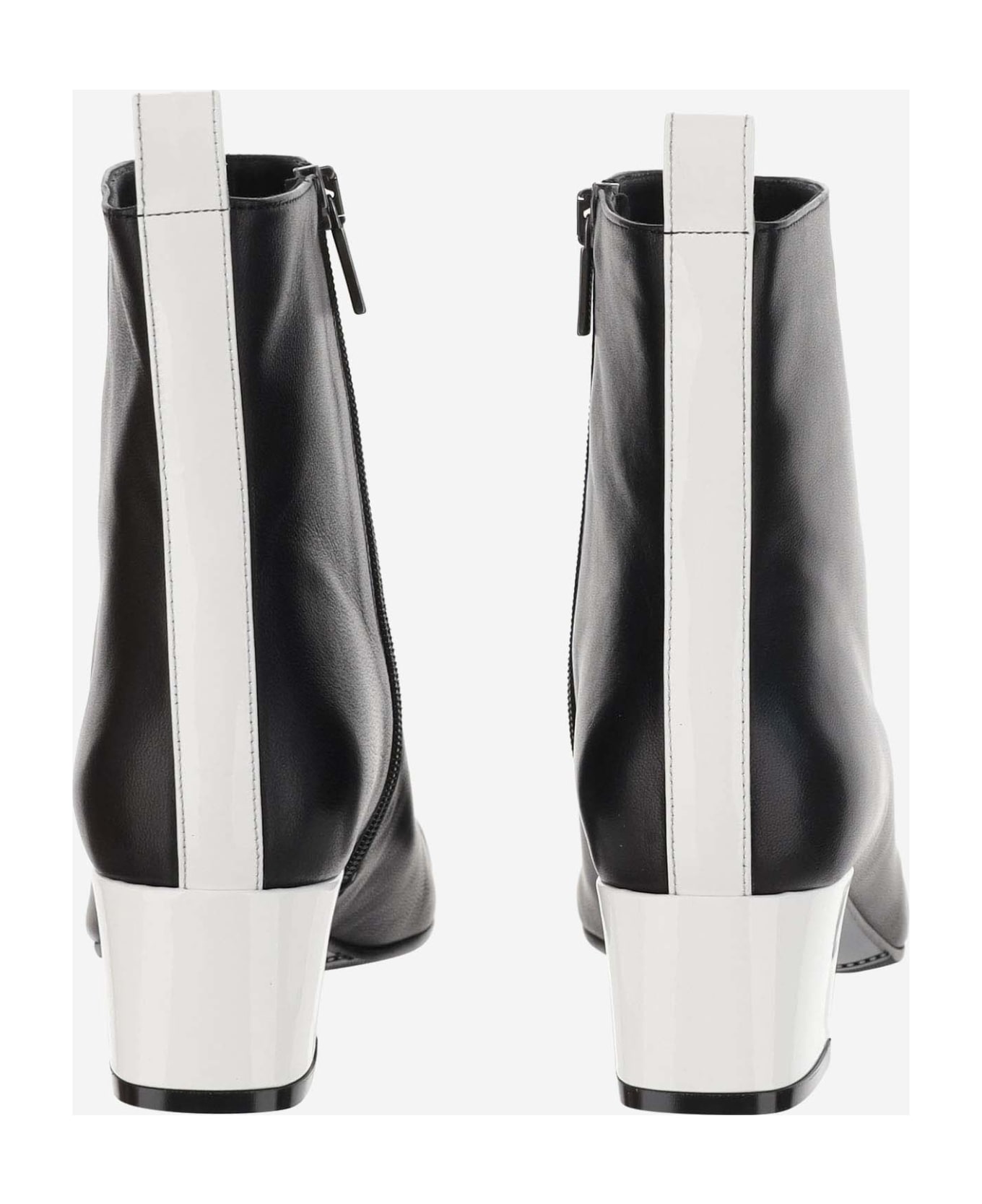 Carel Leather Boots - BLACK CALF/WHITE PATENT BOOTS