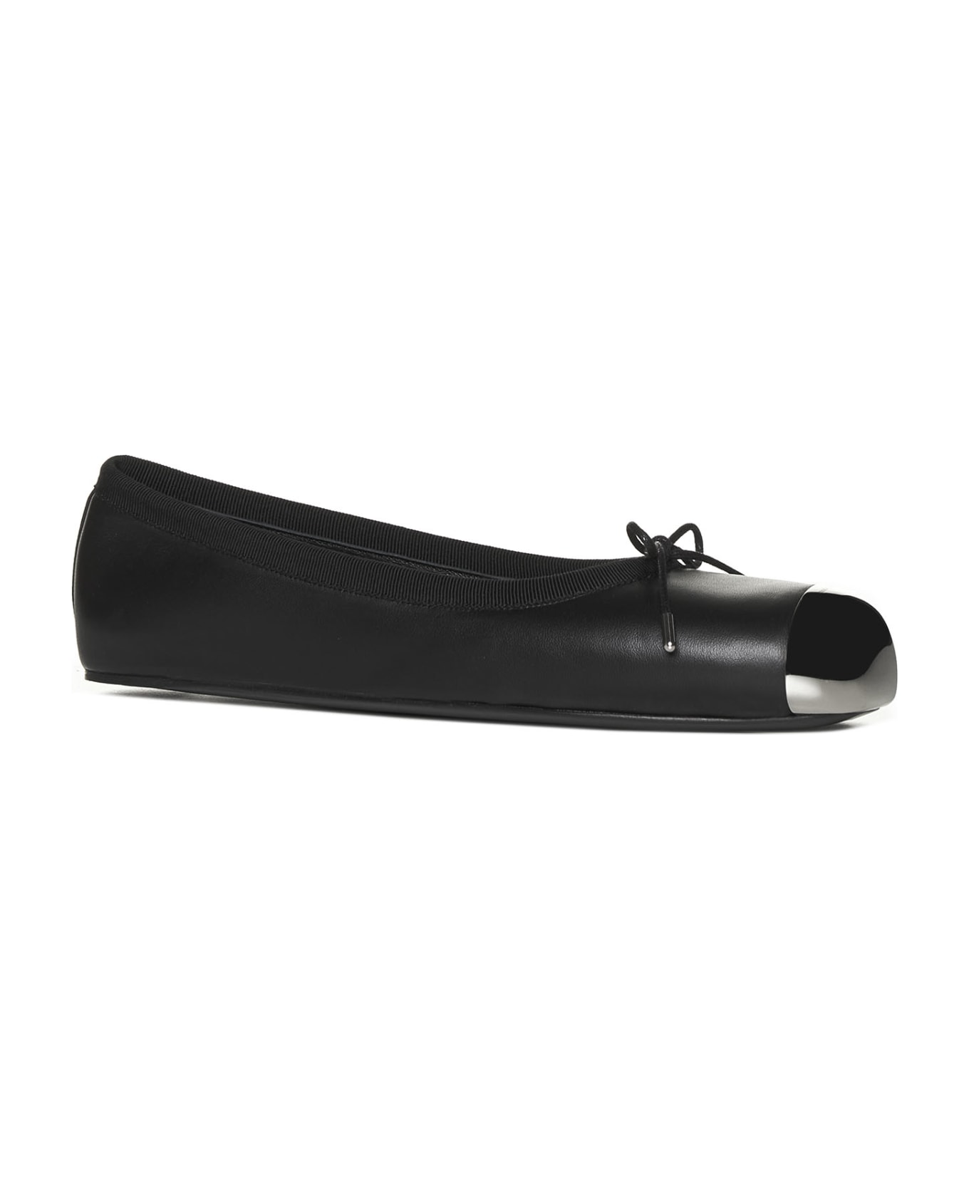 Alexander McQueen Metal Toe Ballet Flats - Black Silver フラットシューズ