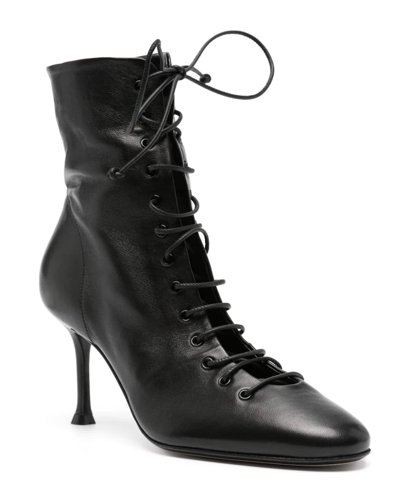 Alevì Black Calf Leather Ankle Boots - Black