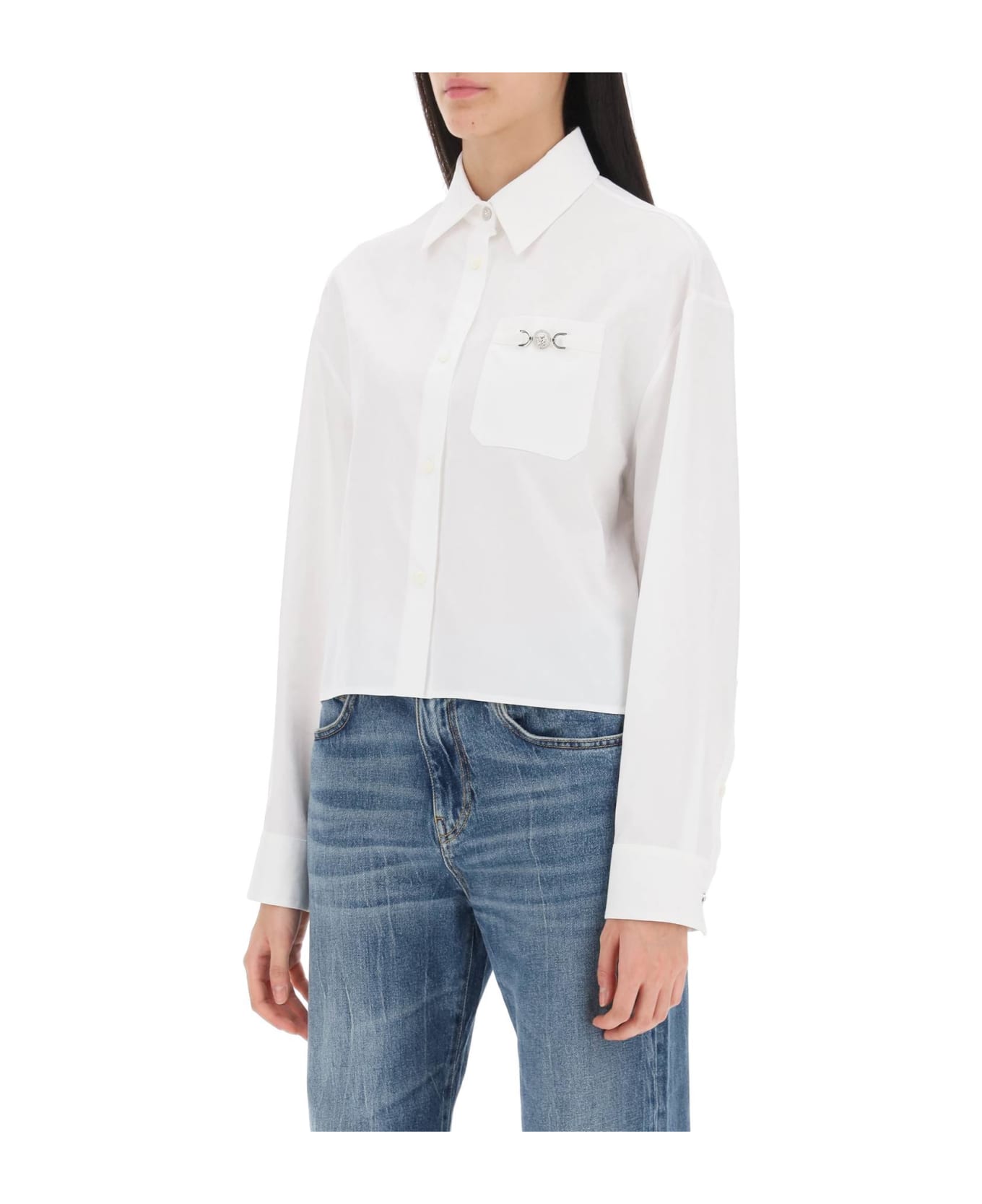 Versace Barocco Cropped Shirt - OPTICAL WHITE (White)
