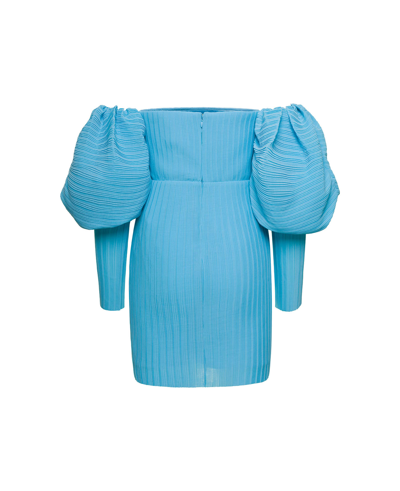 Solace London Light -blue Skye Off-shoulder Mini Dress In Polyester Woman - Blu