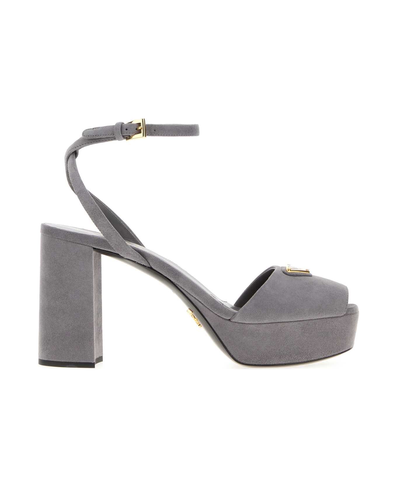 Prada Grey Suede Sandals - GHIAIA