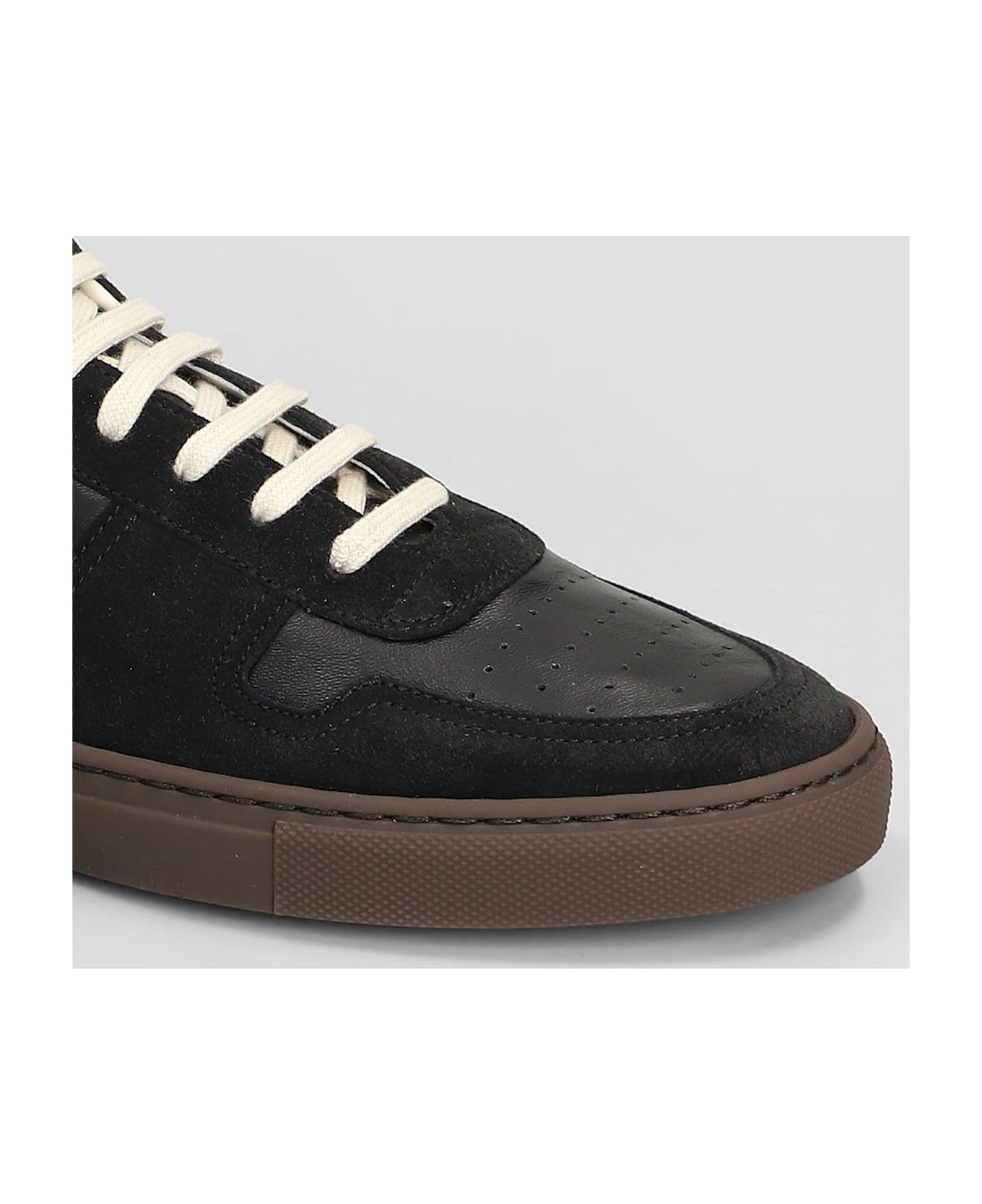 Common Projects Bball Slim Sneakers In Black Suede And Leather - black