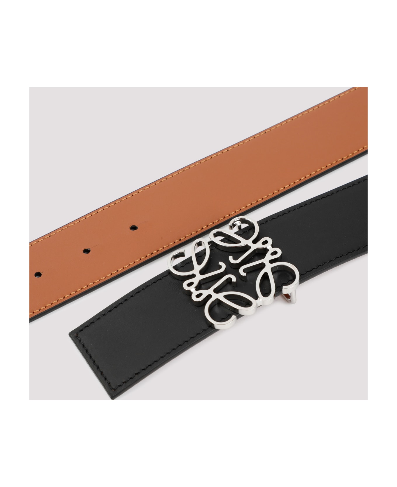 Loewe Reversible Anagram Belt 4cm - Black Tan Palladium
