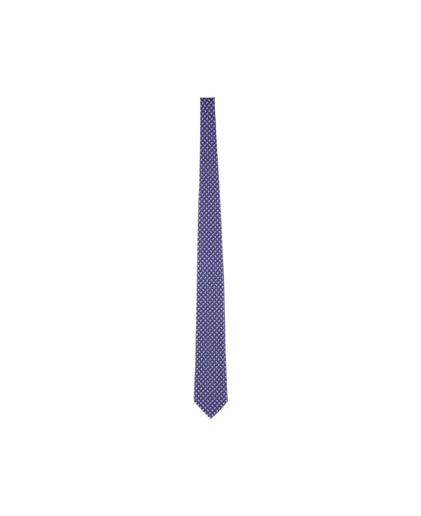 Ferragamo Feline Print Tie - BLUE