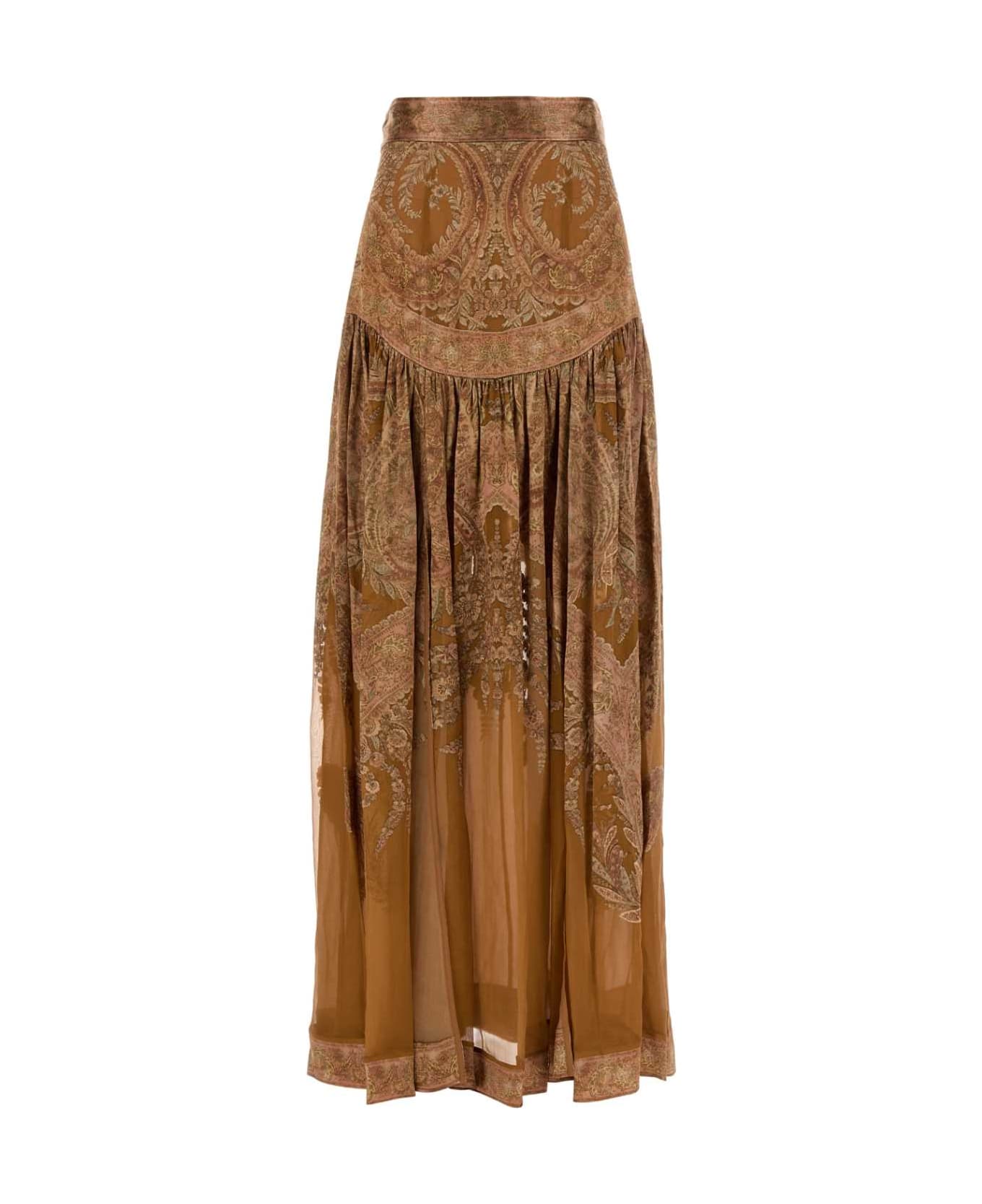 Zimmermann Printed Satin Memento Skirt - CARAMELPAISLEY