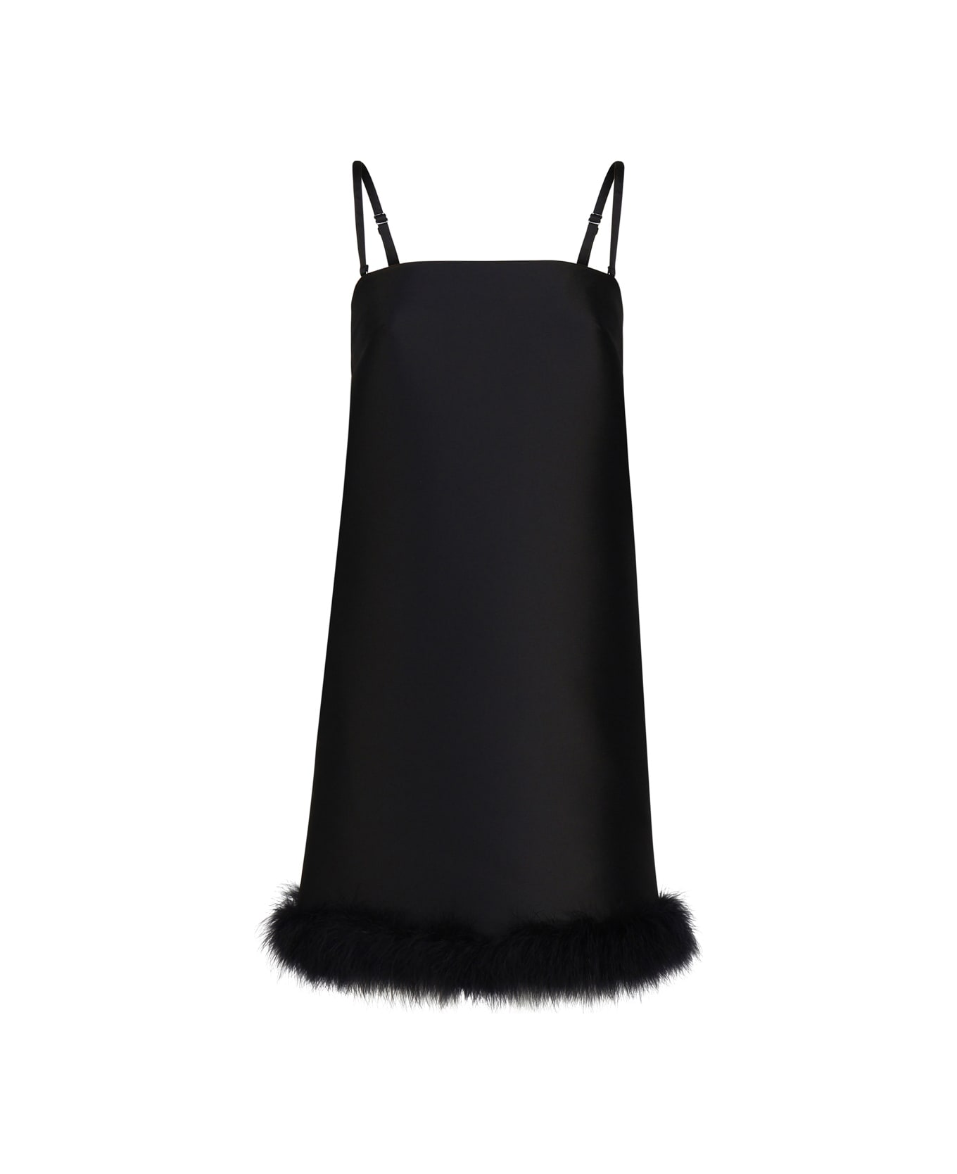 SportMax Straight Mini Dress With Feather Insert - Black