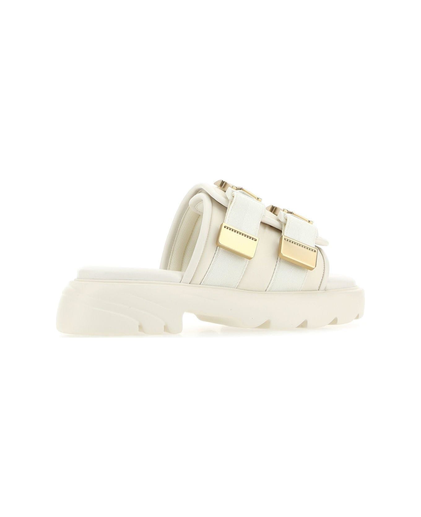 Bottega Veneta White Nylon Flash Slippers - 2916