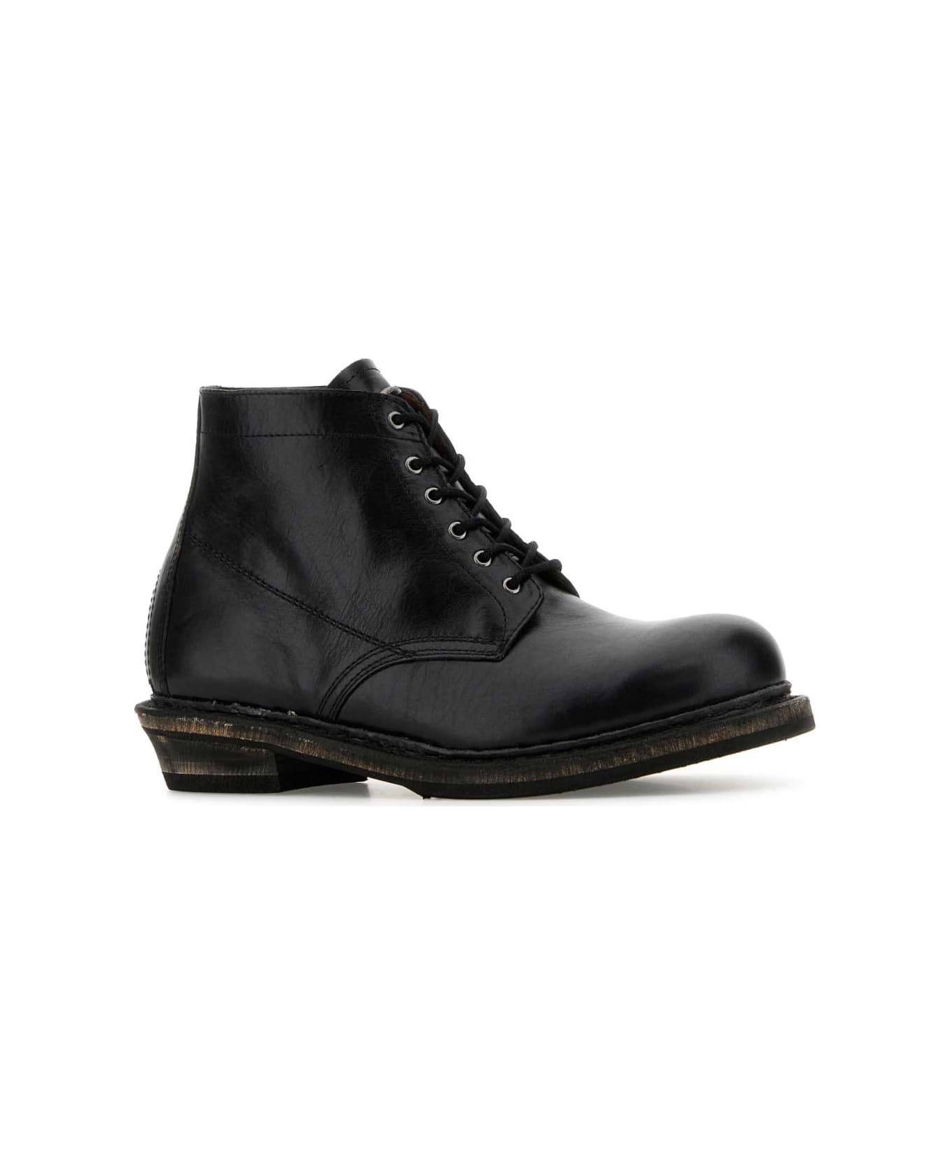 Our Legacy Black Leather Cortege Ankle Boots - Deep Black Leather