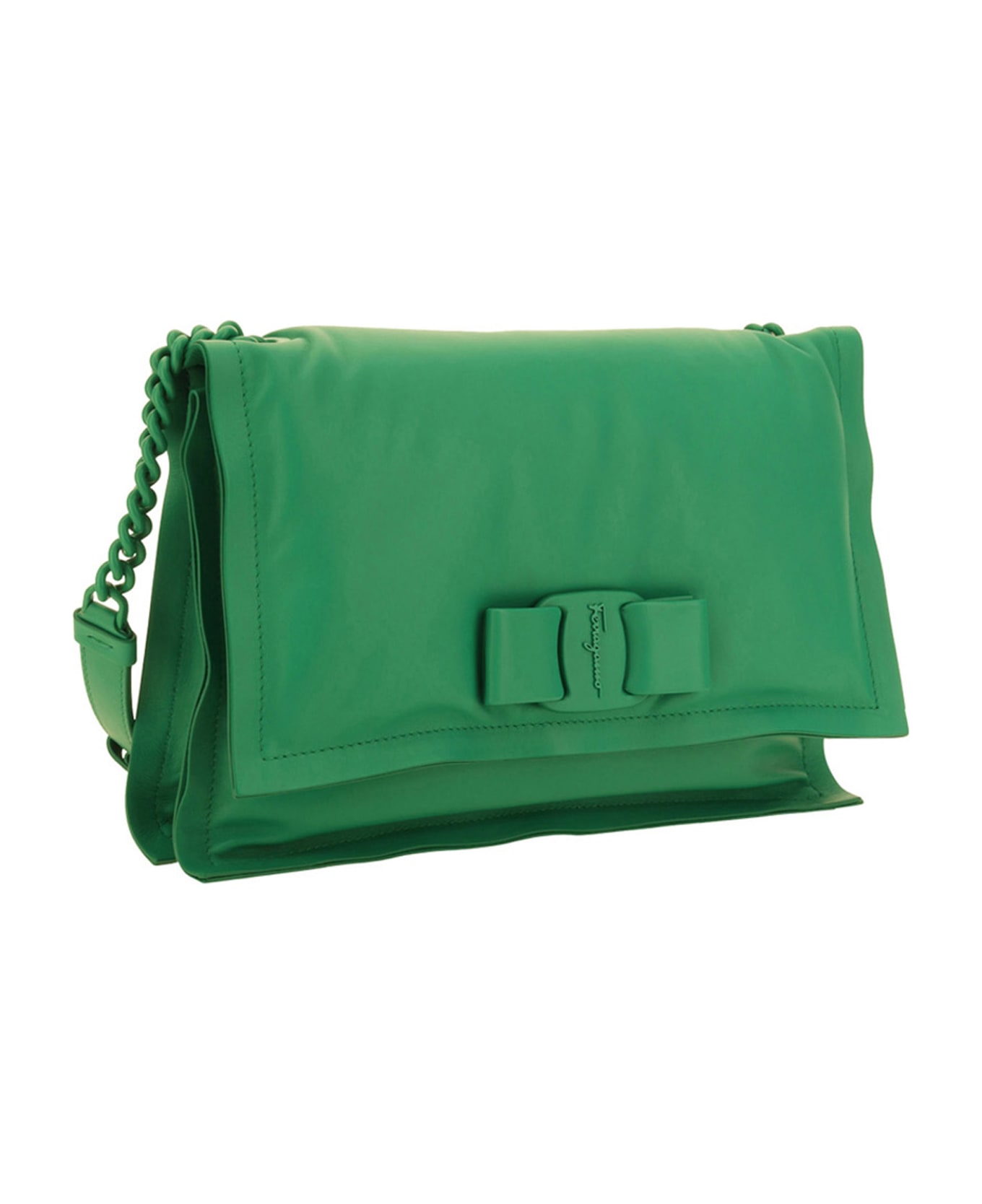 Ferragamo Viva Bow Leather Crossbody Bag - Green ショルダーバッグ