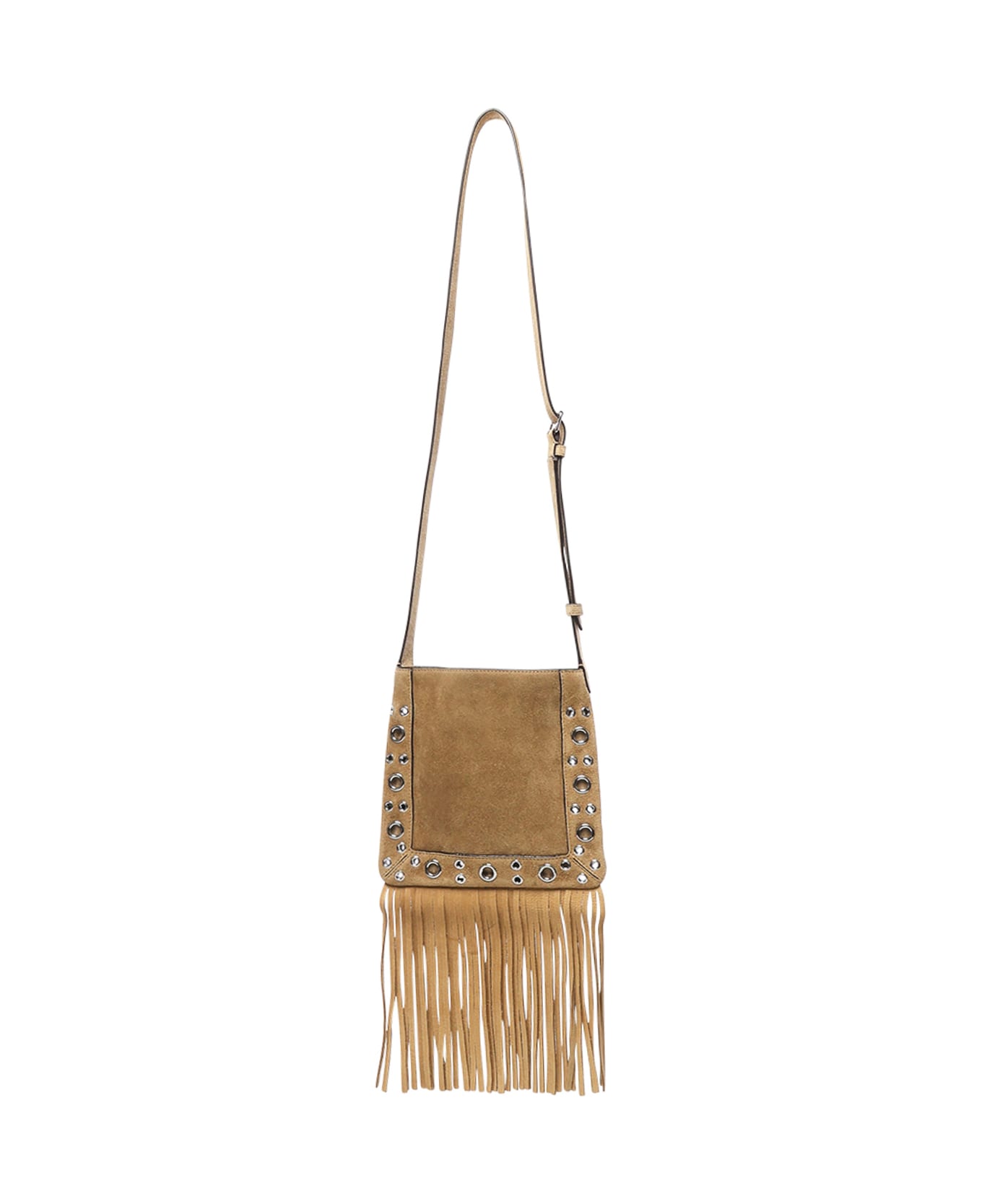 Valentino Garavani Nellcôte Vlogo Suede Bag With Studs - HAVANA BEIGE