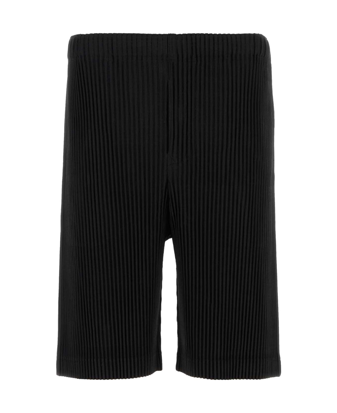 Homme Plissé Issey Miyake Black Polyester Bermuda Shorts - Black