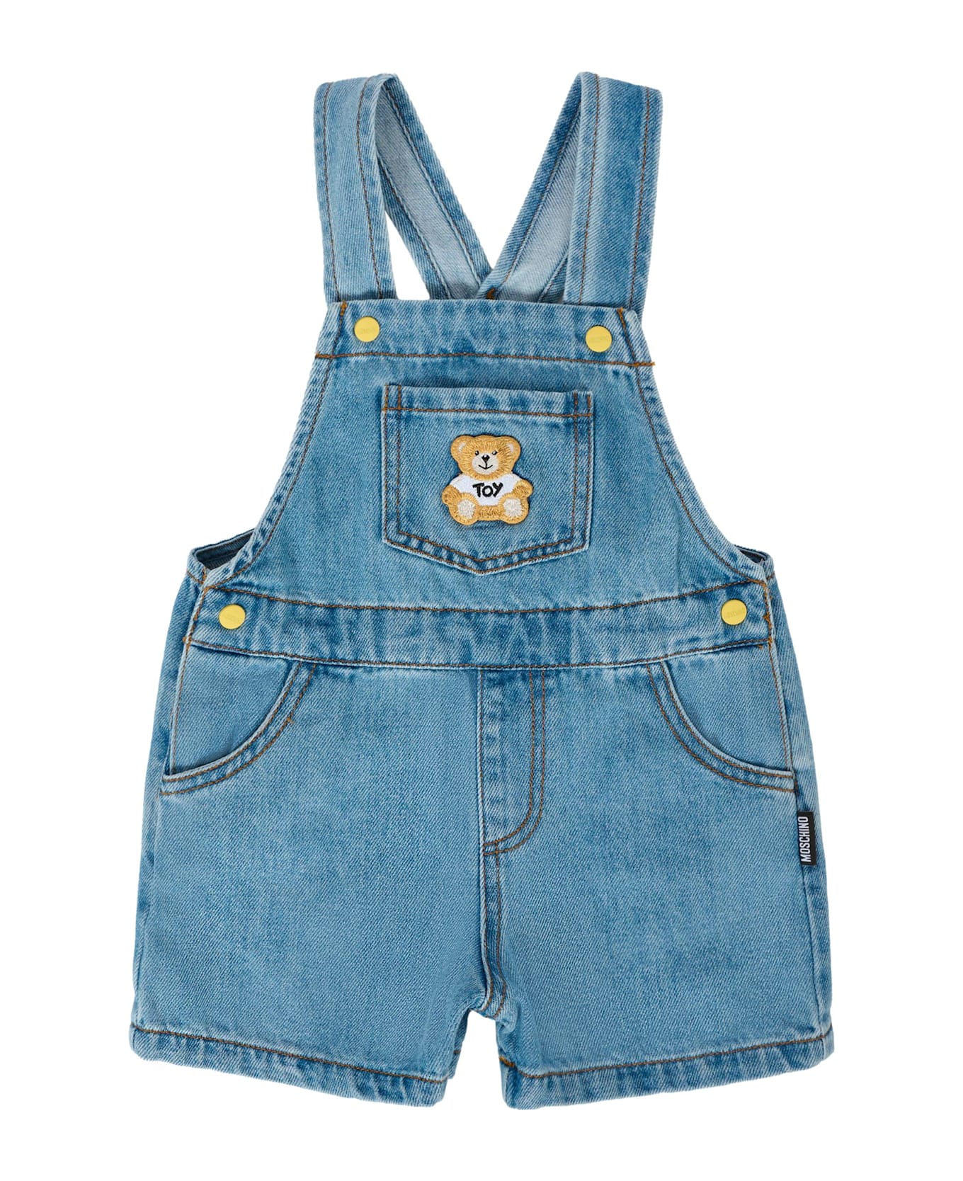 Moschino Denim Dungarees For Baby Boy With Teddy Bear - Denim