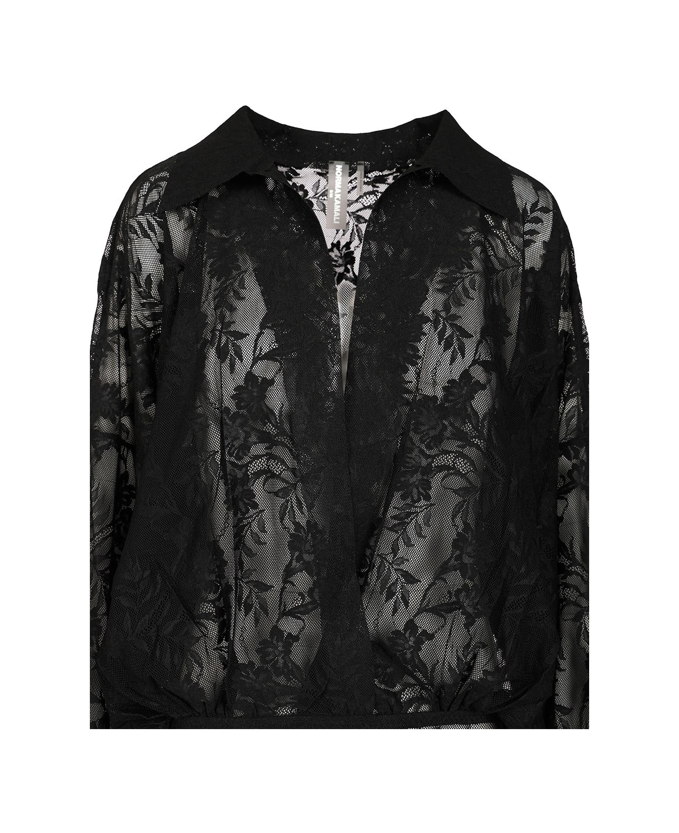 Norma Kamali Semi-sheer Bodysuit - Black