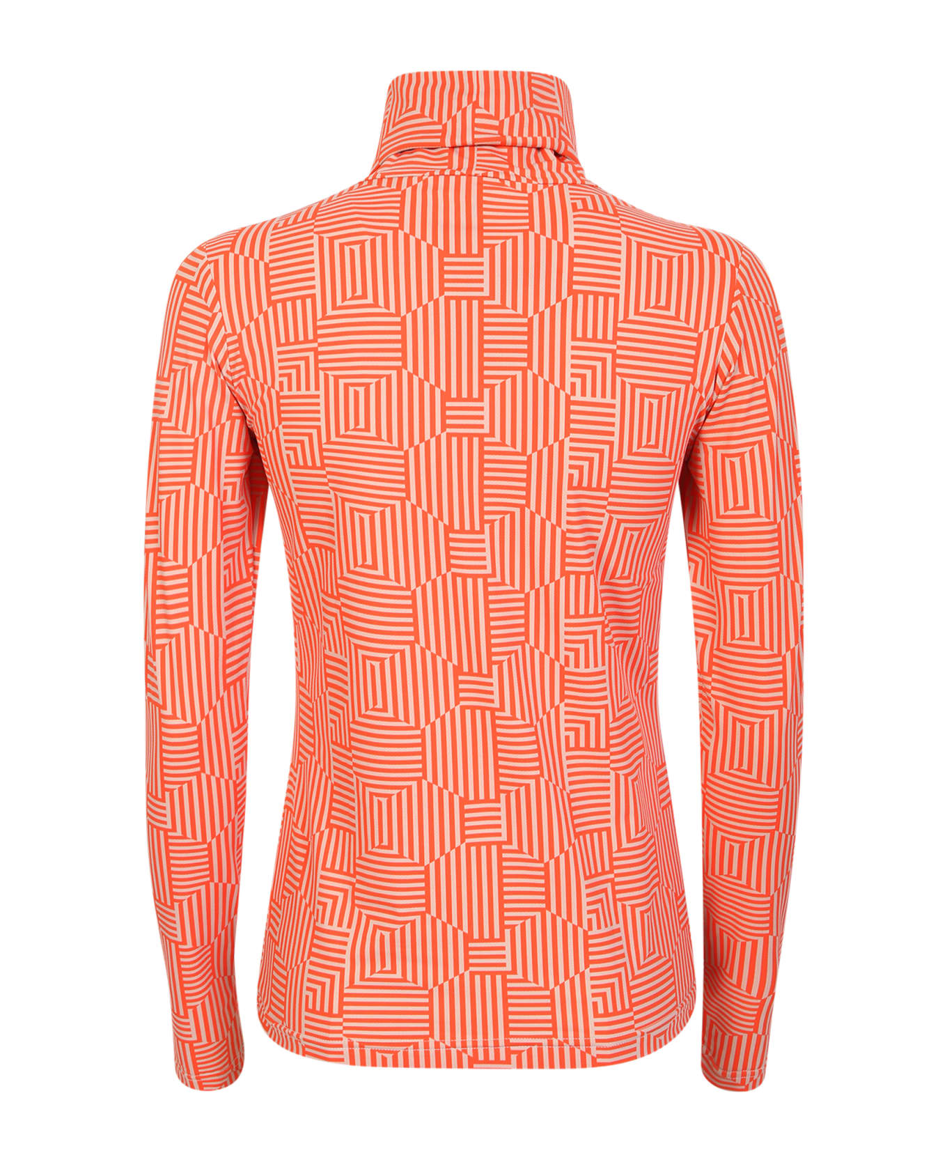Xacus Active High Neck Sweater In Orange Pattern - Orange