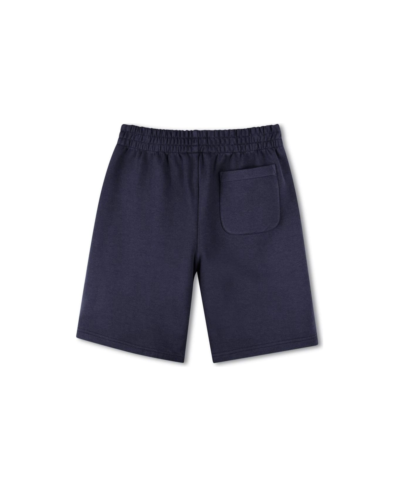 Kenzo Kids Blue Bermuda Pants With Elastic Waist And Logo Print On The Front In Cotton Boy - Blu