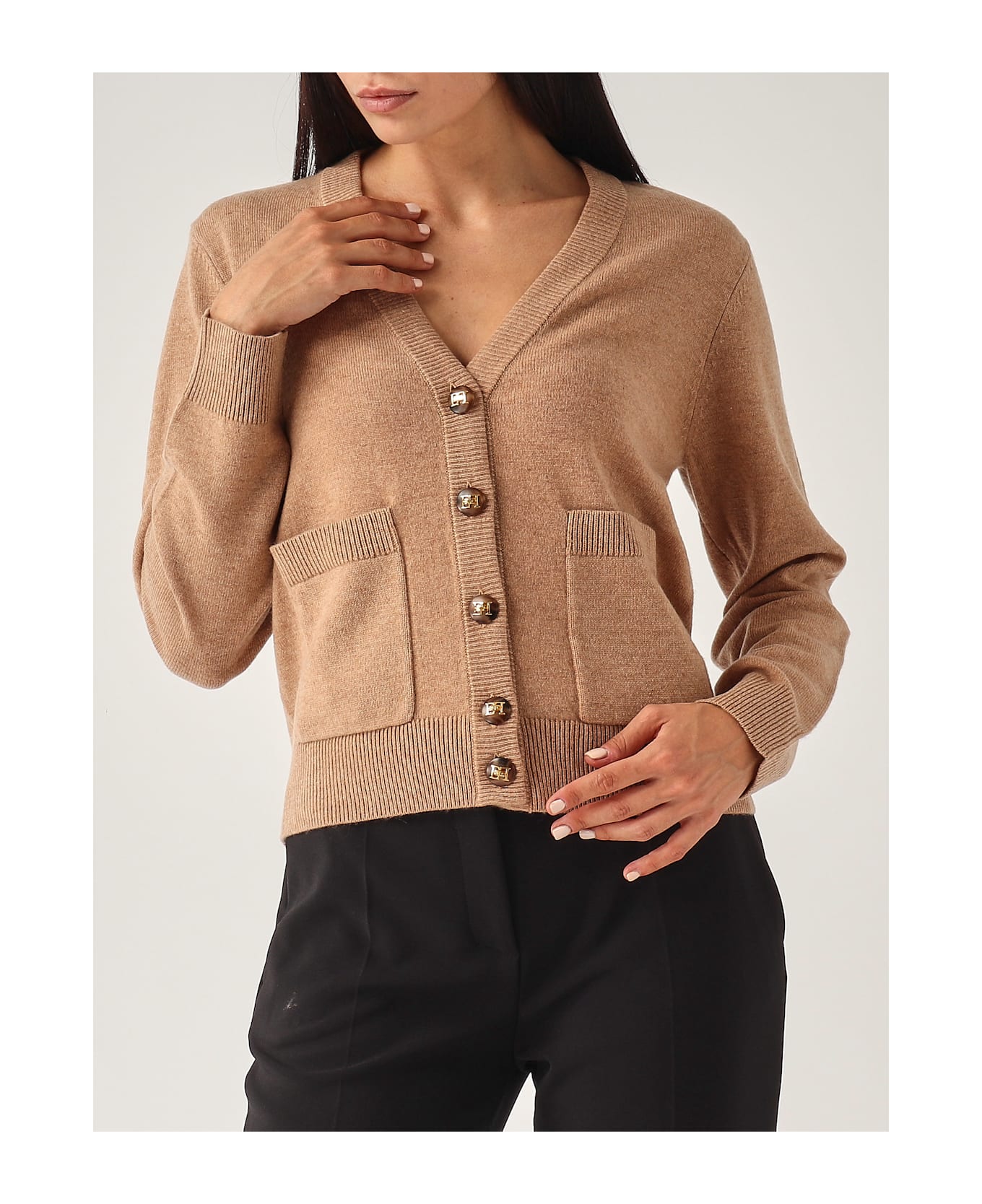 Elisabetta Franchi Wool Sweater - CAMEL MELANGE