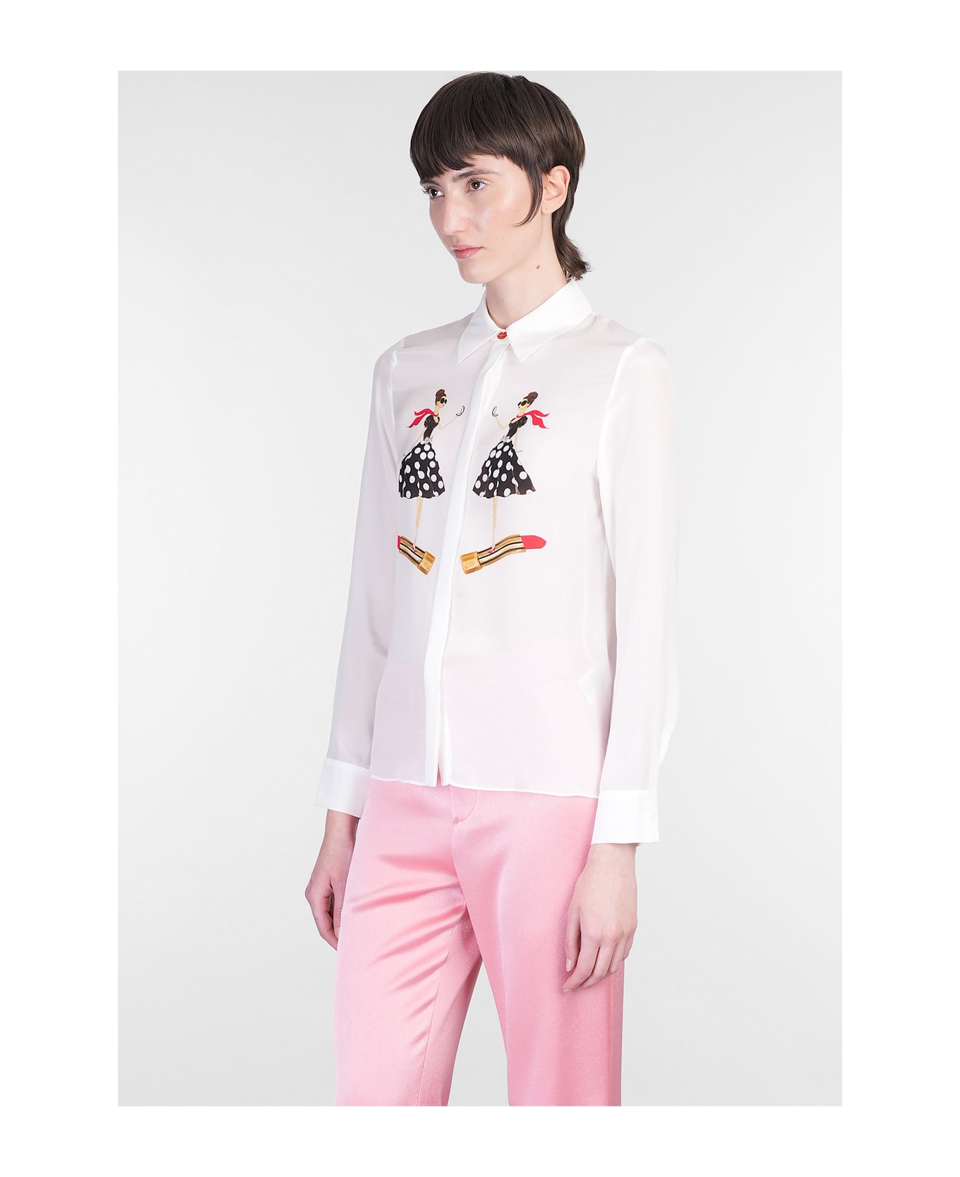 Alice + Olivia Willa Shirt In White Silk - white