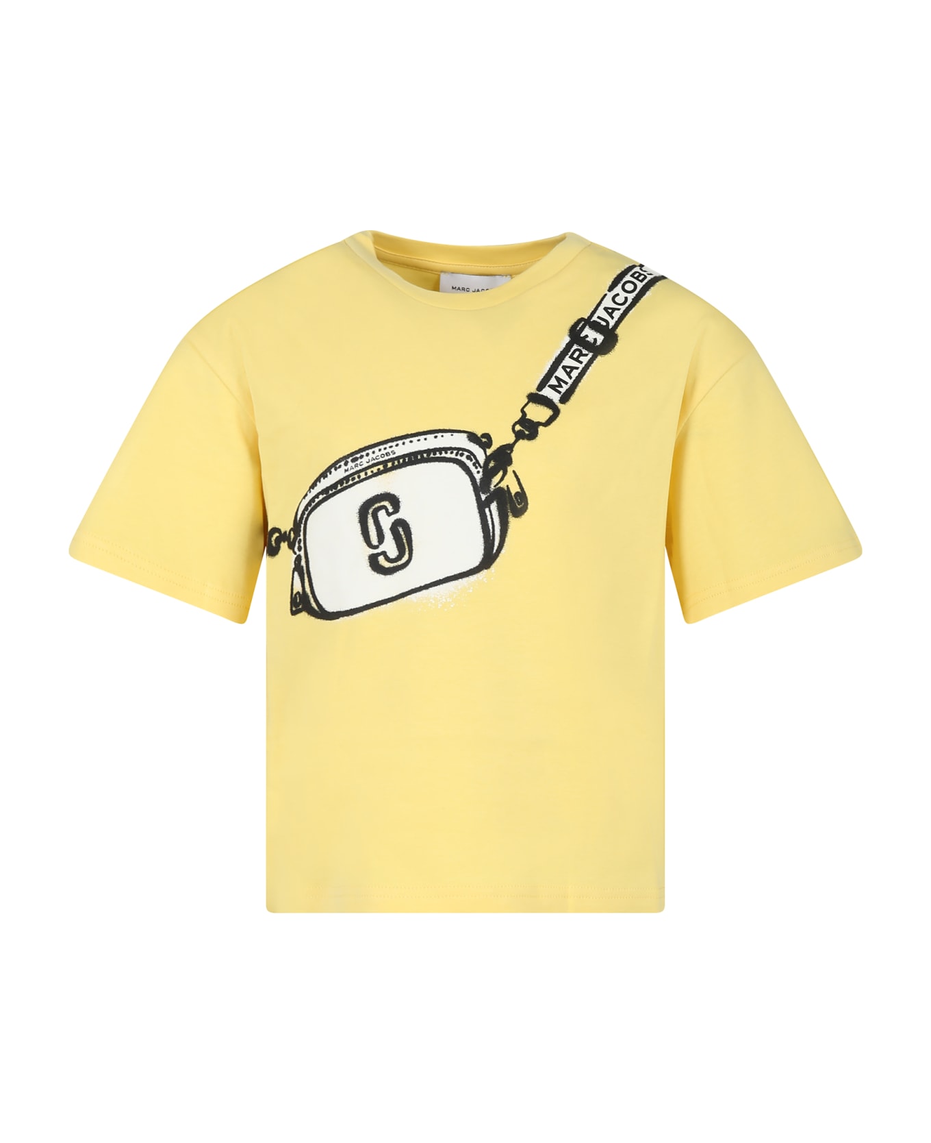 Little Marc Jacobs Yellow T-shirt For Girl With Bag Print And Logo - Yellow Tシャツ＆ポロシャツ