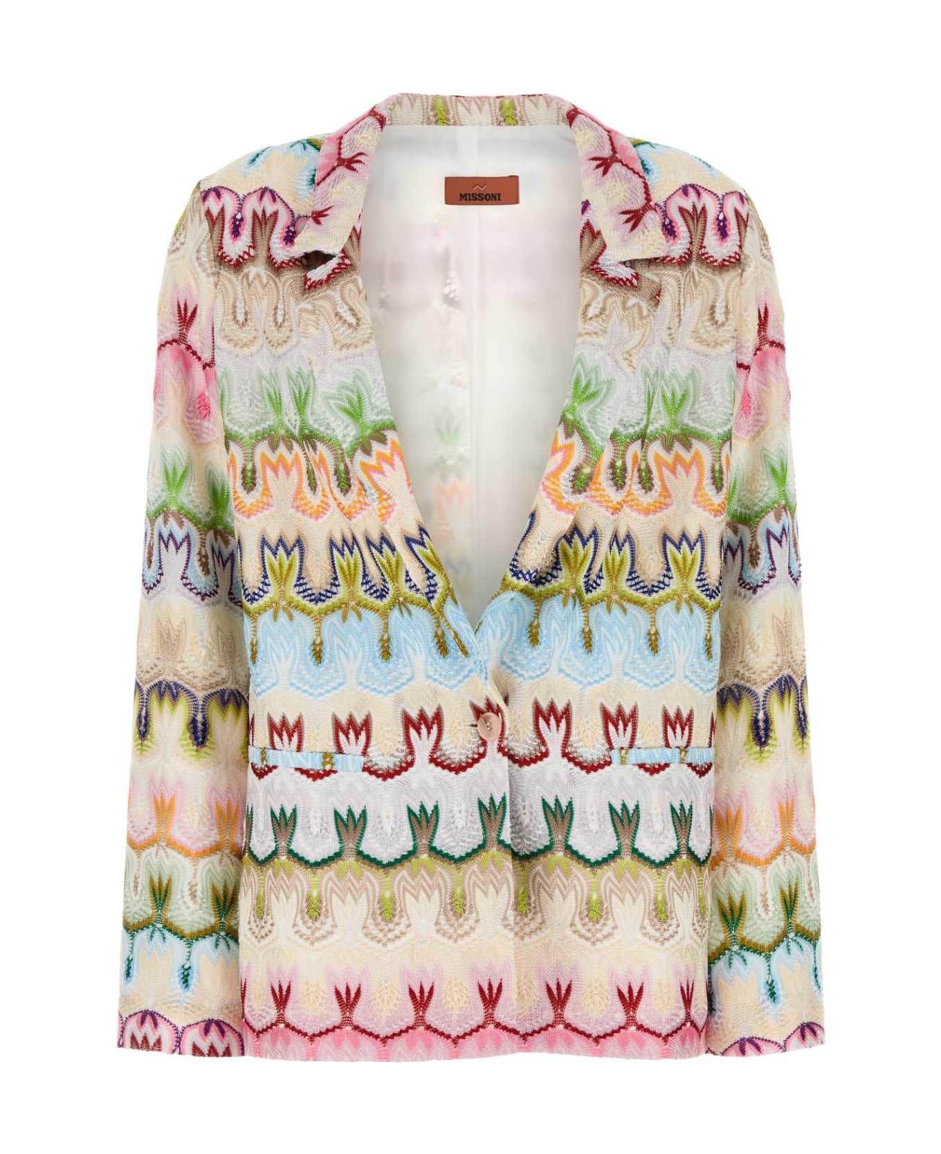 Missoni Embroidered Viscose Blend Blazer - MULTIPINKGREENWHITE