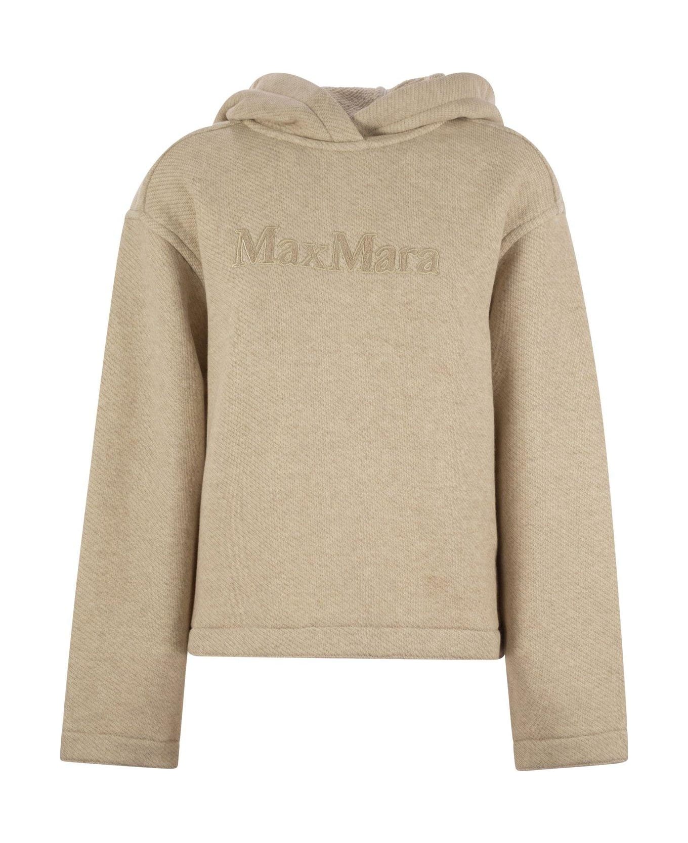 Max Mara Gary Logo Embroidered Hoodie - Beige