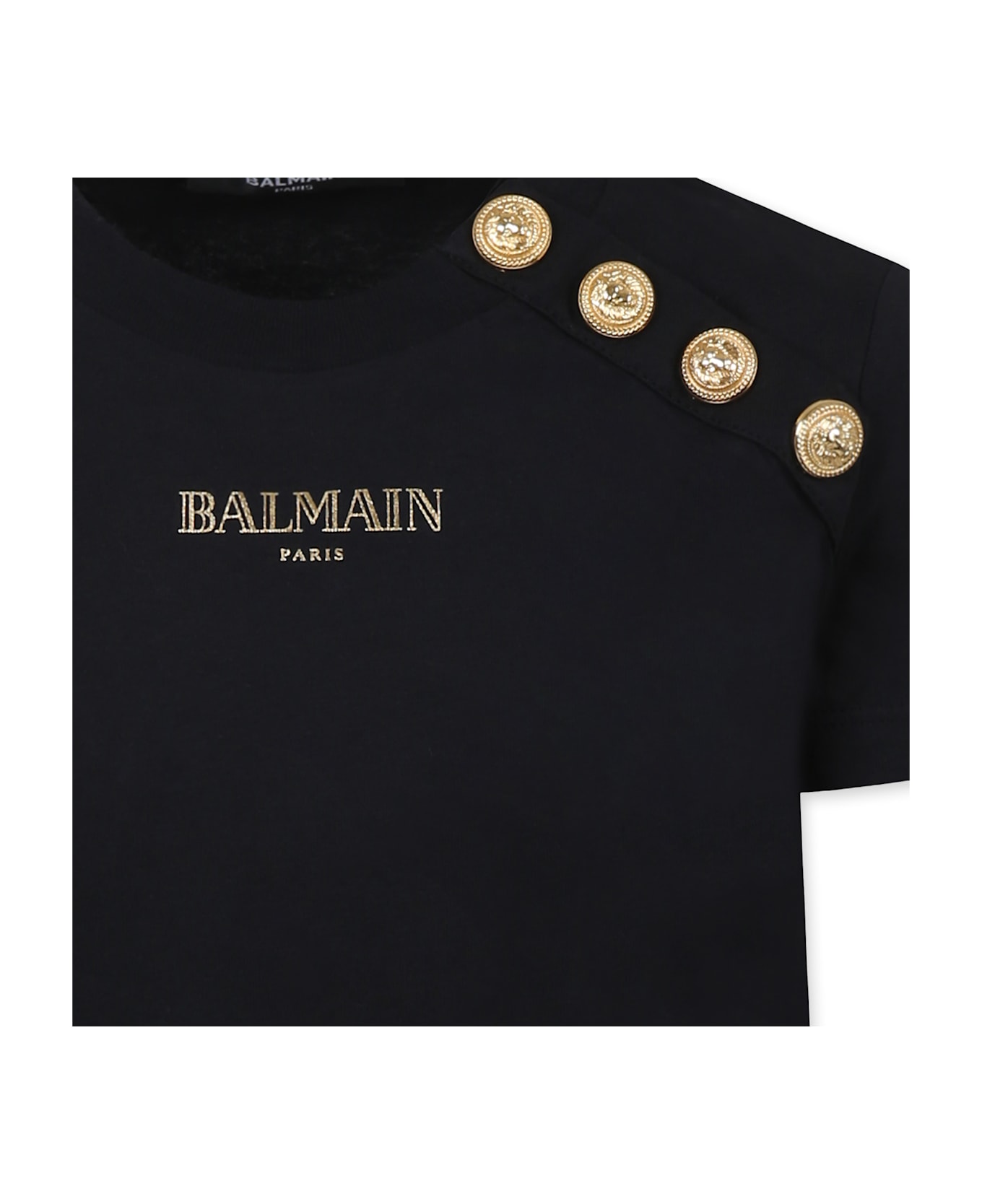 Balmain Black T-shirt For Girl With Logo - Black