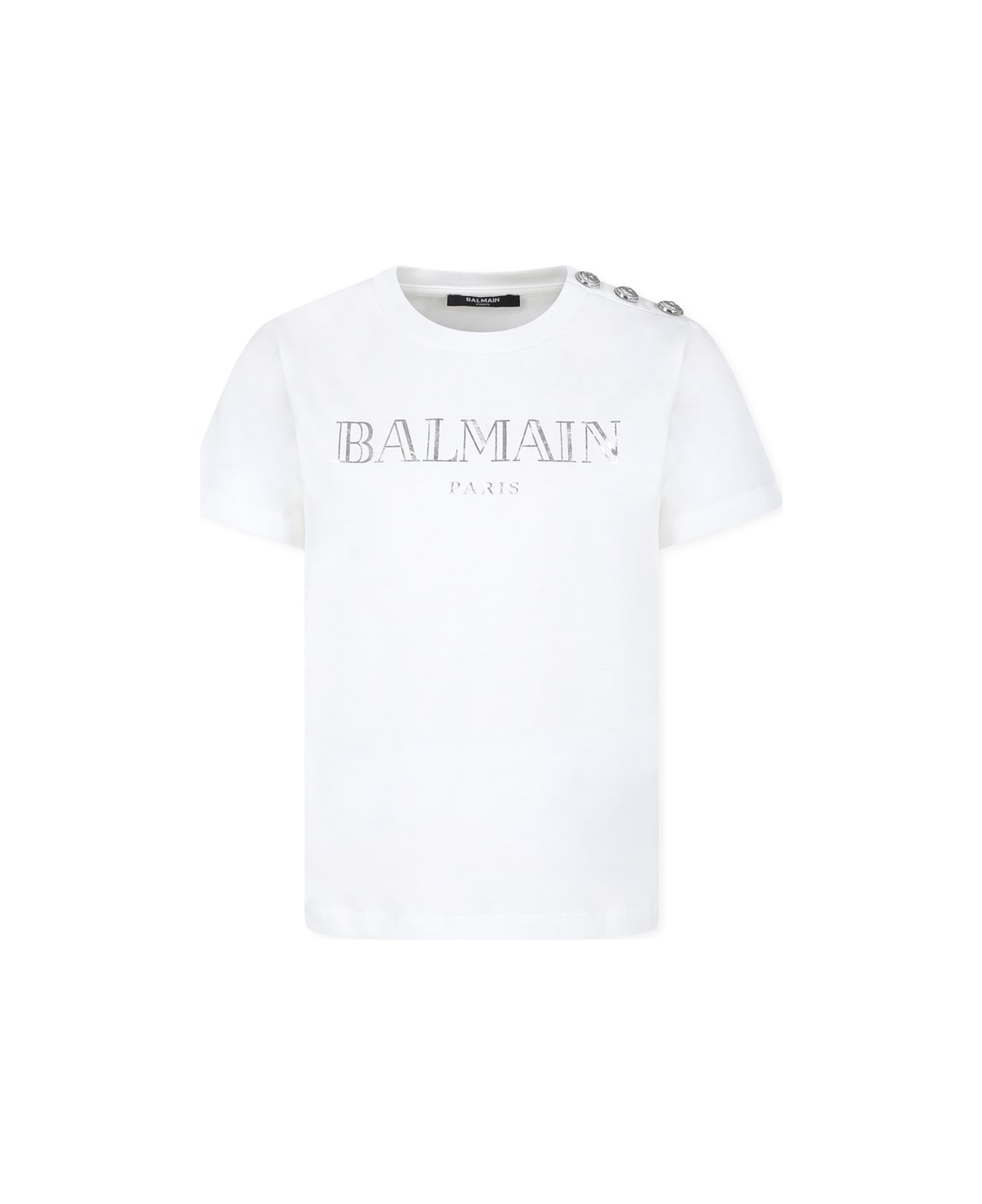 Balmain Ivory T-shirt For Girl With Logo - Ivory