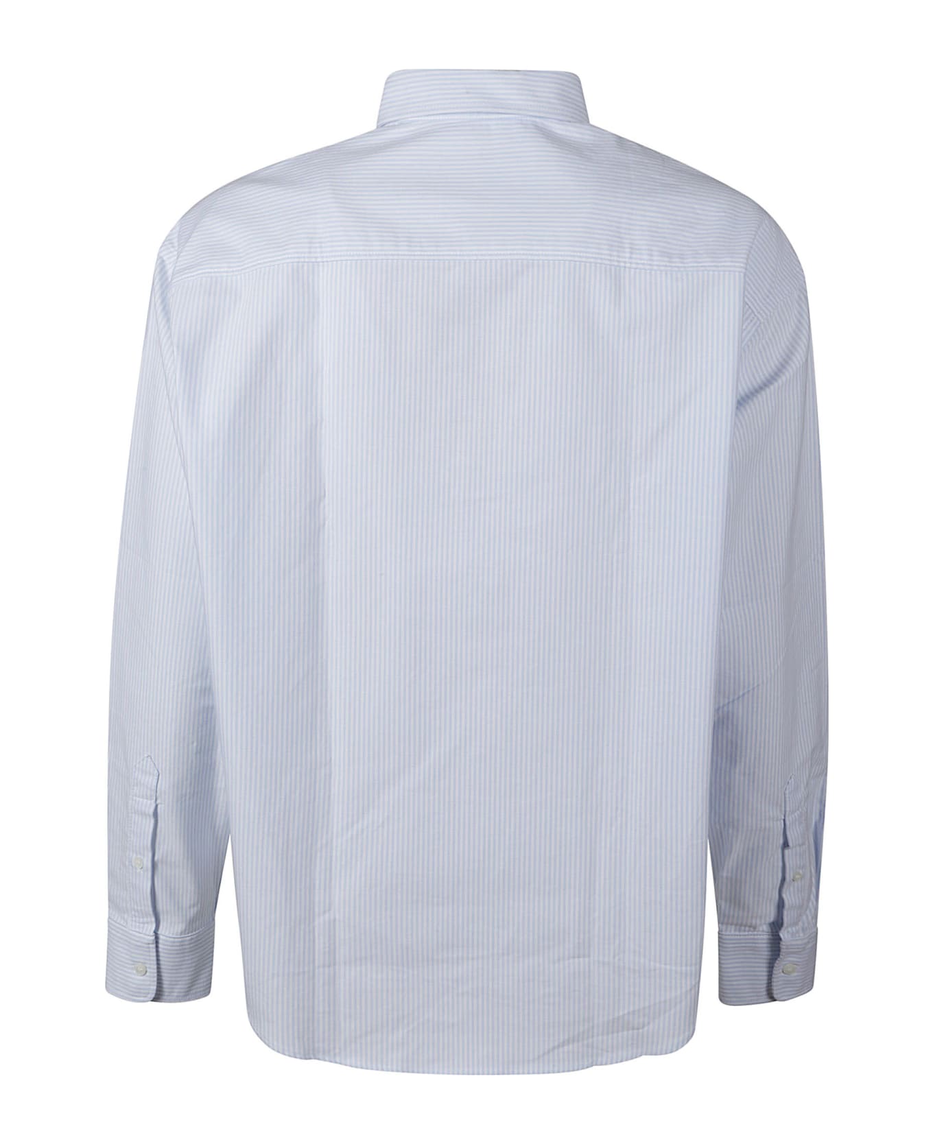 Ami Alexandre Mattiussi Logo Embroidered Stripe Shirt - Blue/White