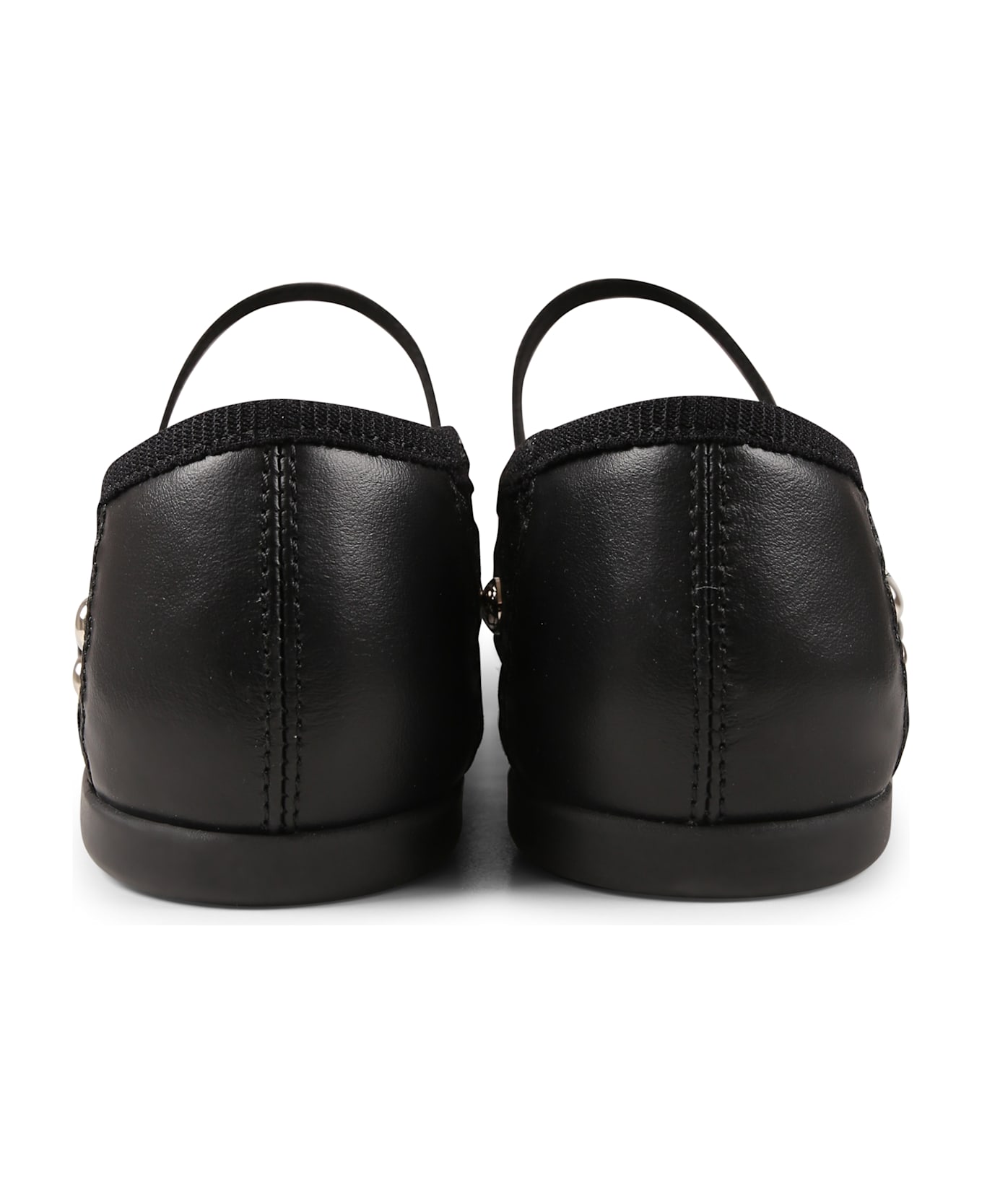 Philosophy di Lorenzo Serafini Kids Black Ballet Flats For Girl With Studs - Black
