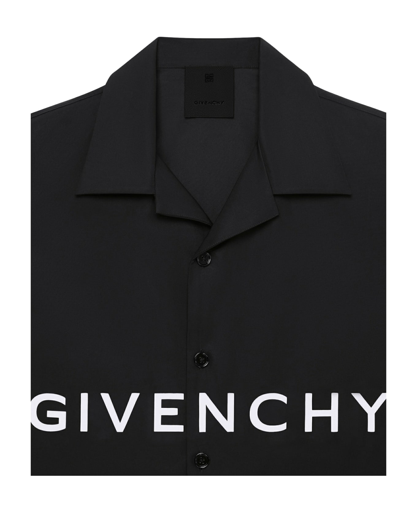 Givenchy Ss Boxy Fit Shirt W/ Hawaiian Collar - Black