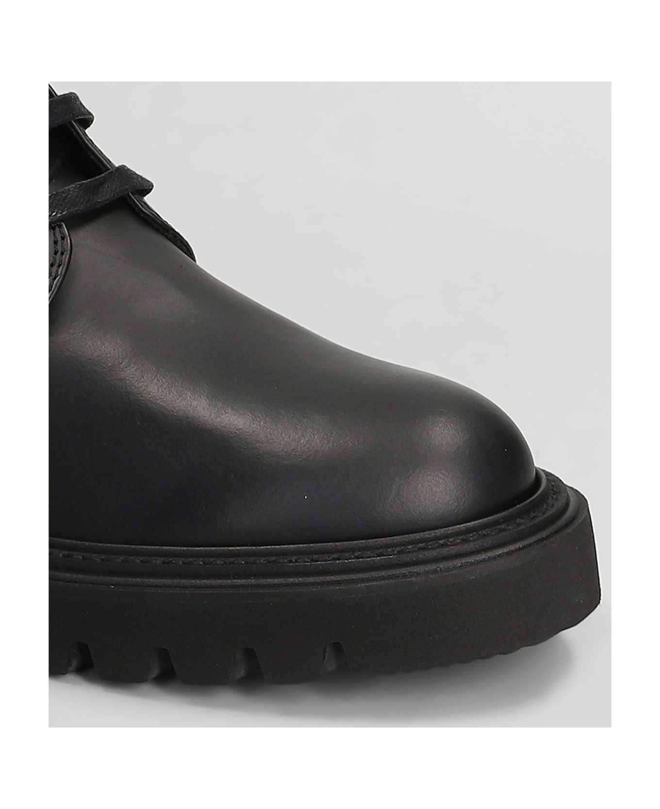 Via Roma 15 Combat Boots In Black Leather - black