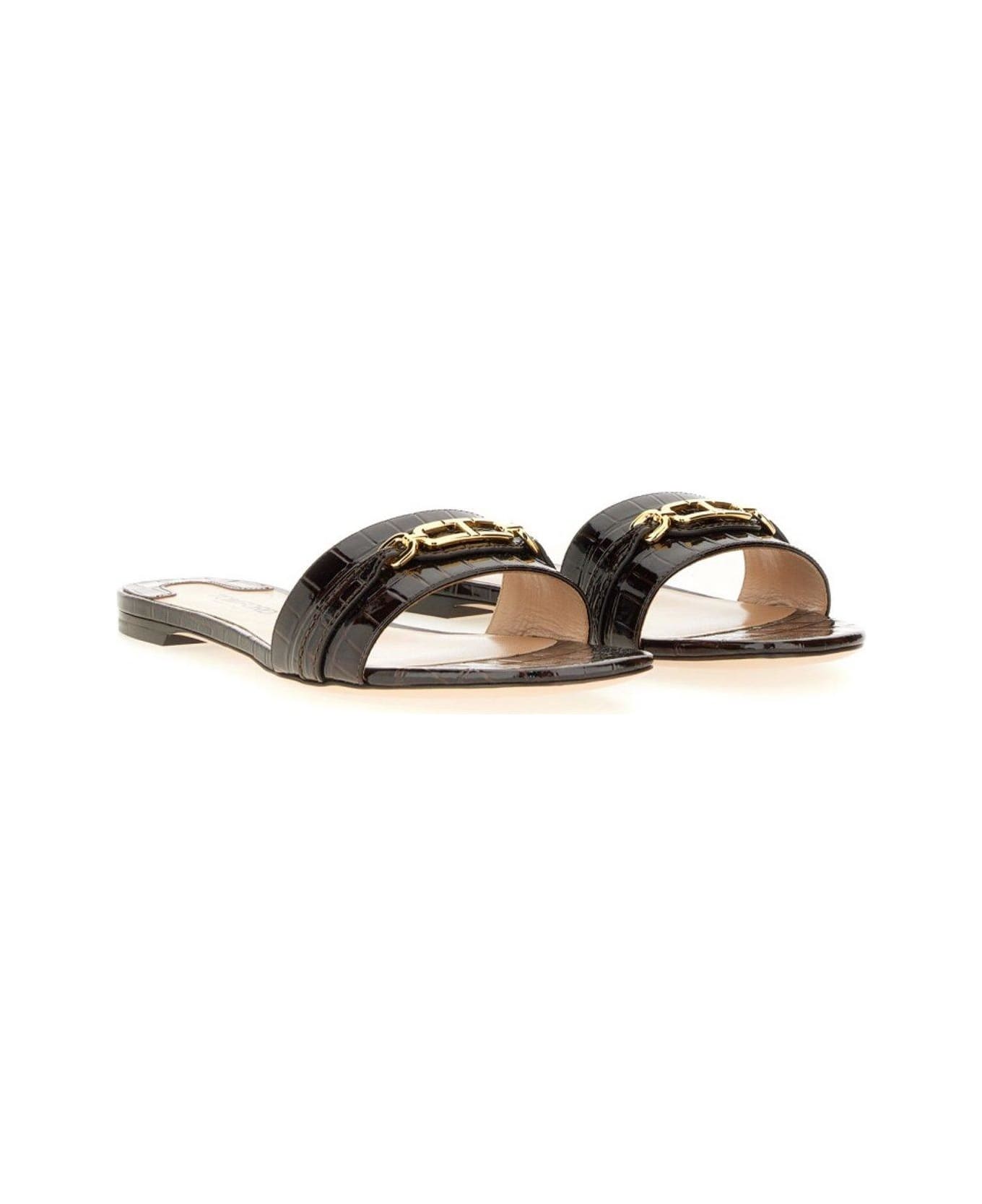 Tom Ford Embossed Flat Sandals - BROWN