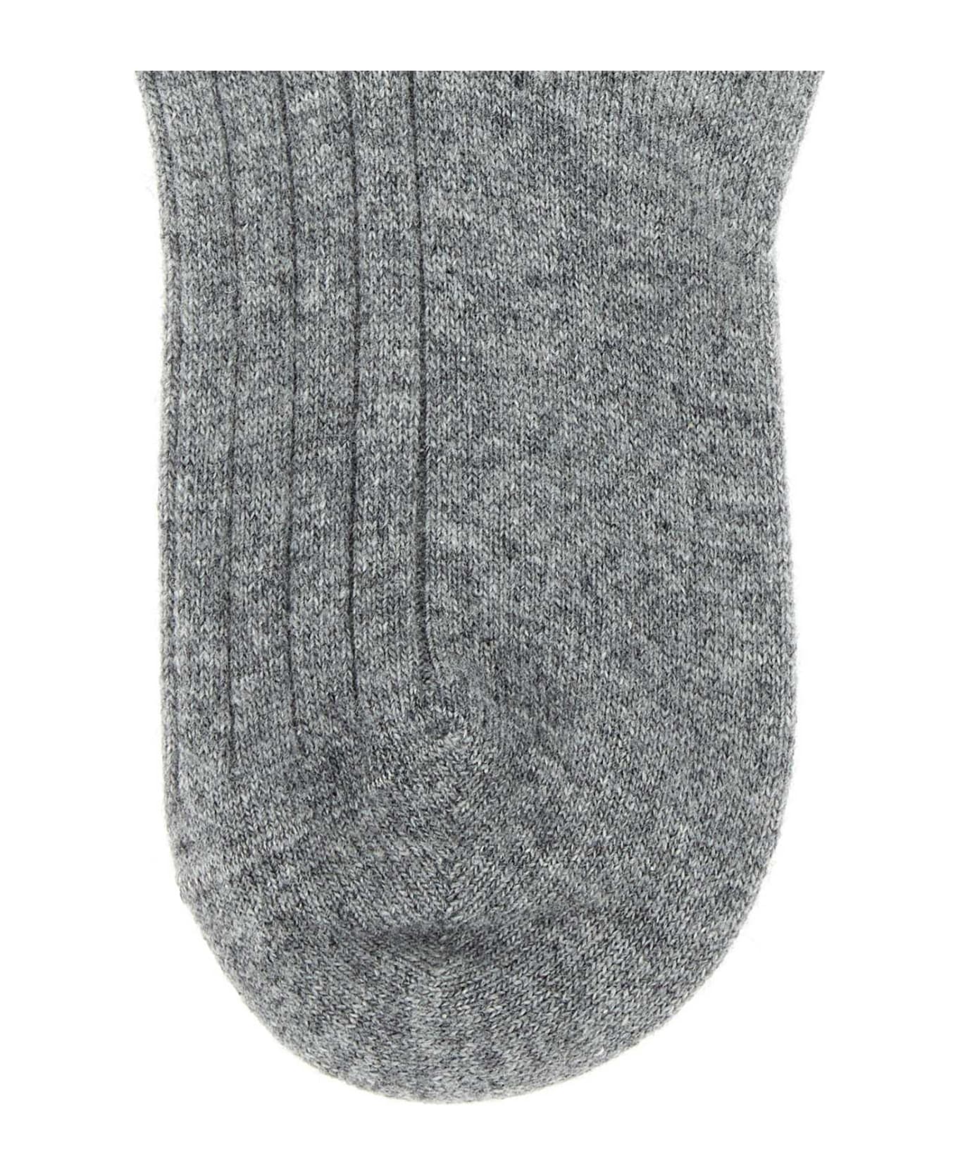 Prada Grey Stretch Wool Blend Socks - GRIGIO