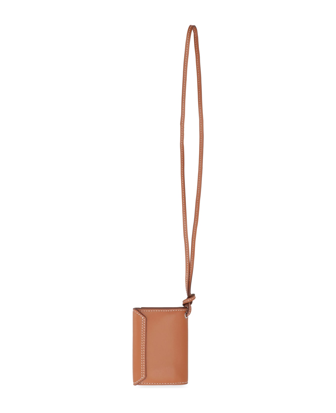 Jacquemus Leather Wallet With Strap - Saddle Brown