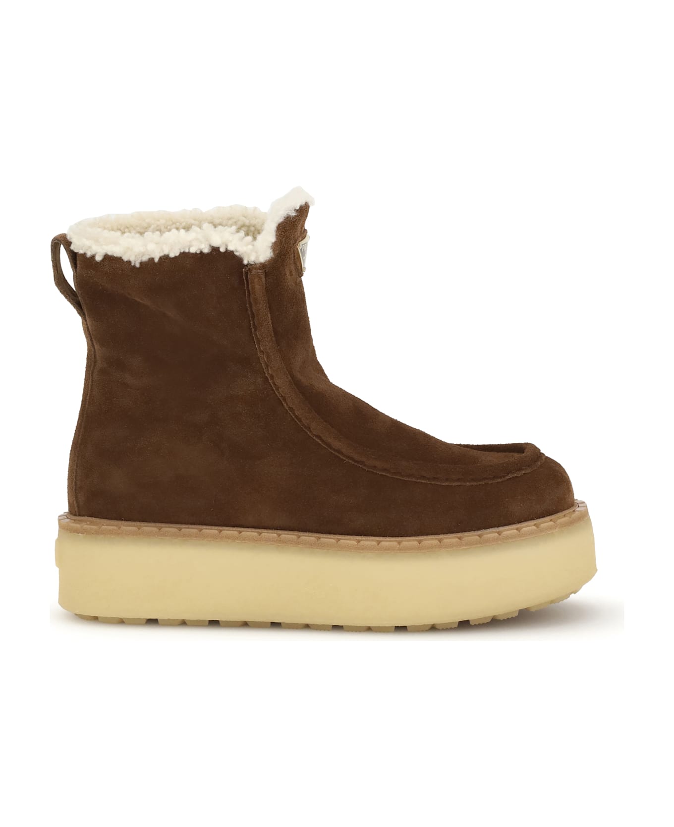 Prada Suede And Shearling Ankle Boots