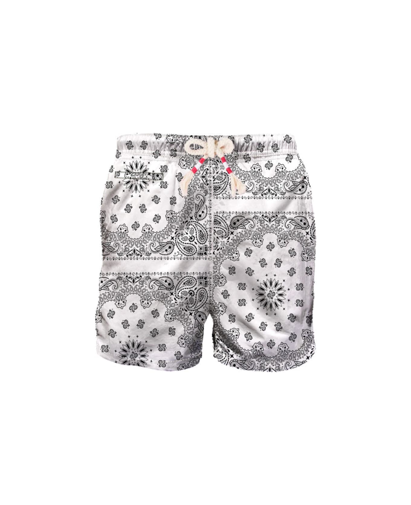MC2 Saint Barth Man Swim Shorts With White Bandanna Print - WHITE