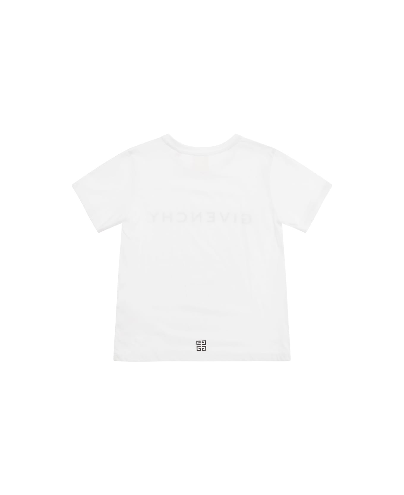 Givenchy White Crewneck T-shirt With Logo Lettering Print In Cotton Girl - White