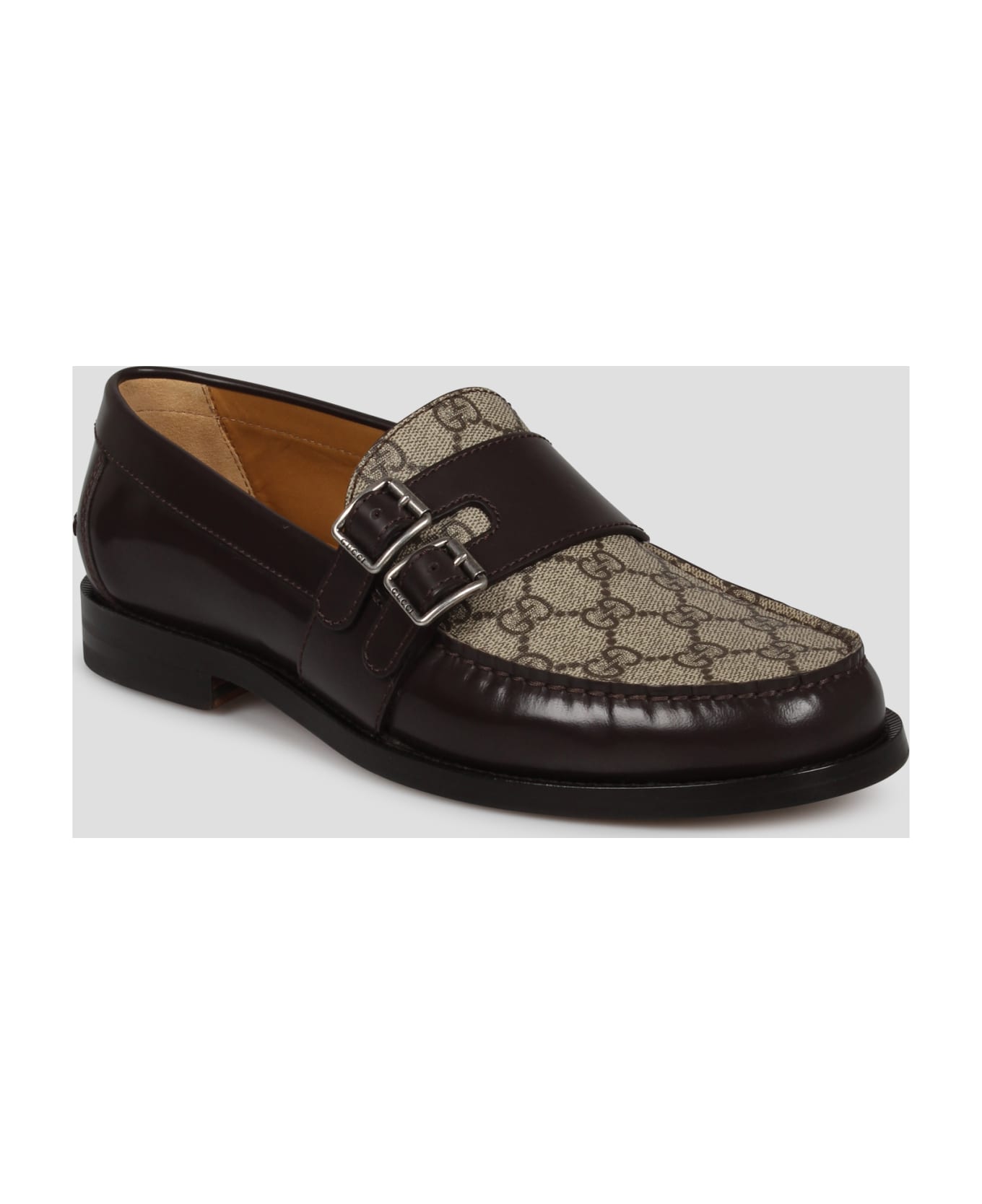 Gucci Gg Buckle Loafers - Brown