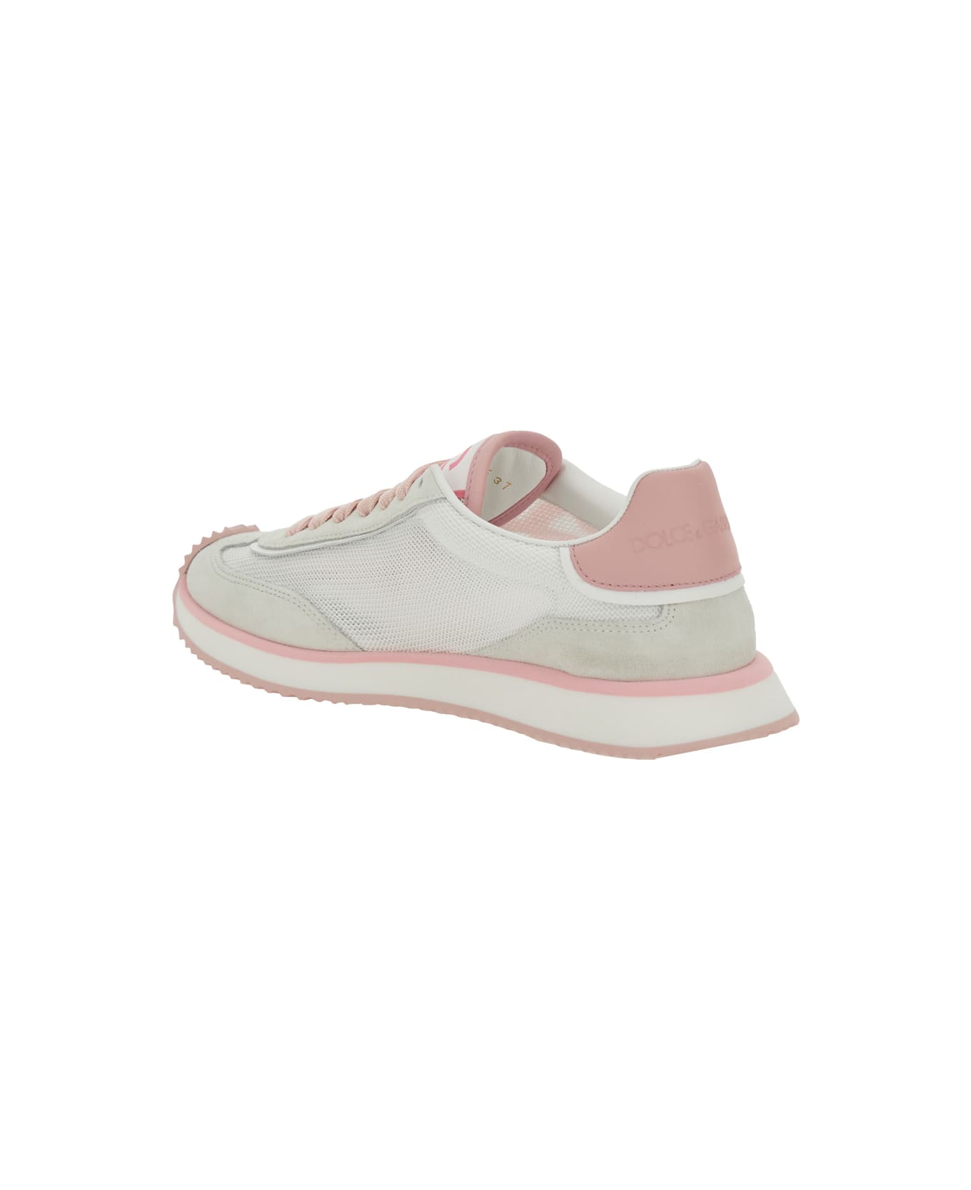 Dolce & Gabbana 'aria' Pink Running Sneakers With Logo Detail In Suede And Tech Fabric Woman - Pink