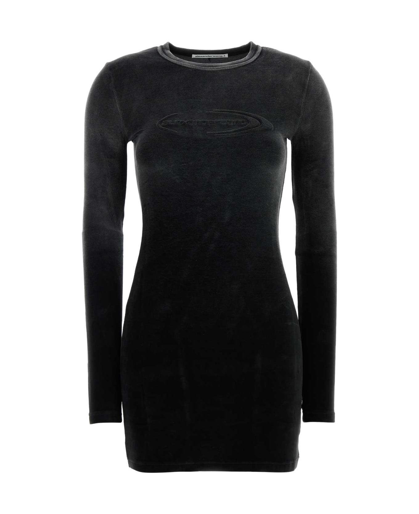 T by Alexander Wang Black Stretch Terry Fabric Mini Dress - WASHEDNICKEL